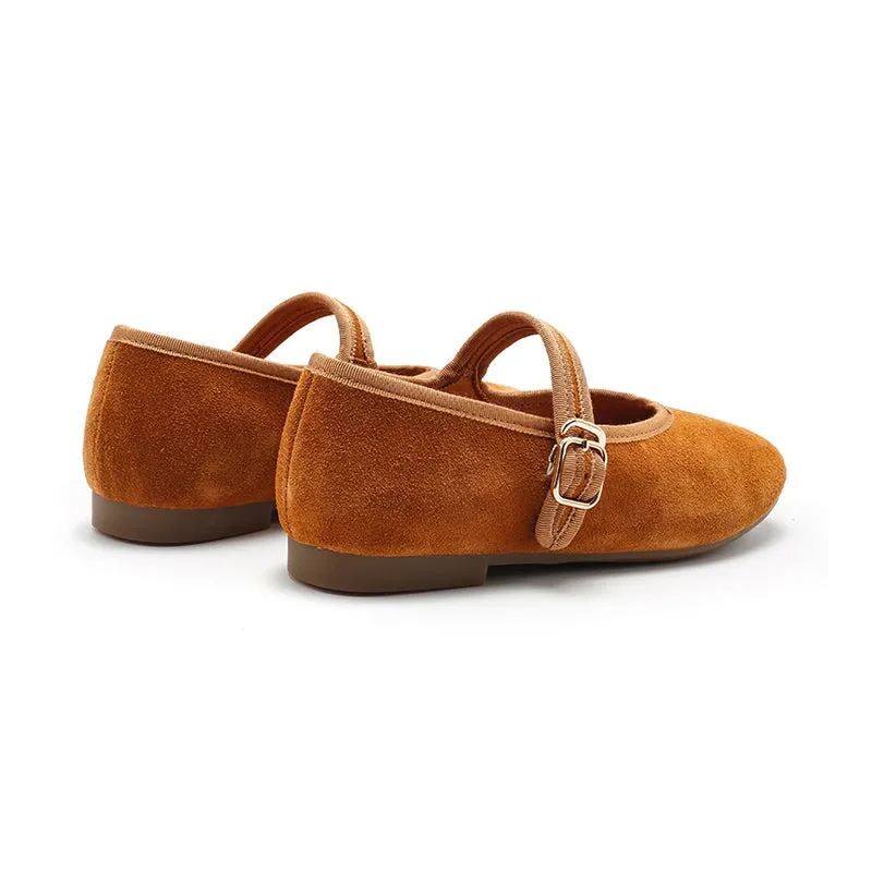 Dwarves Suede Leather Womens Michaela Mary Jane Flats in 7 Colors