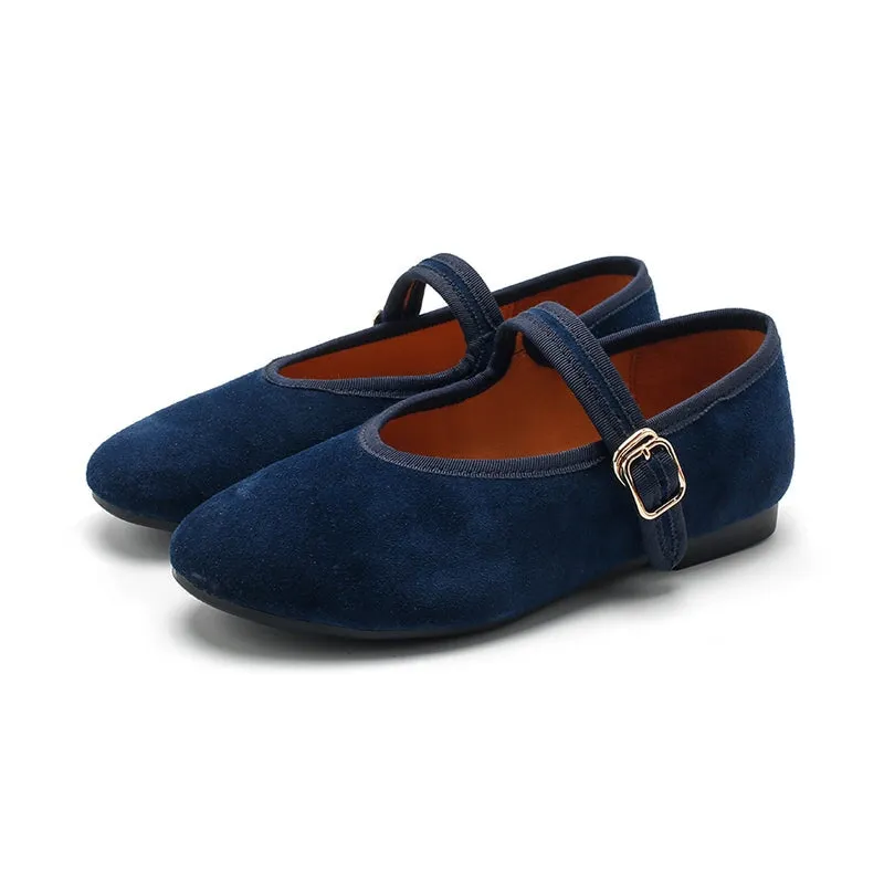 Dwarves Suede Leather Womens Michaela Mary Jane Flats in 7 Colors