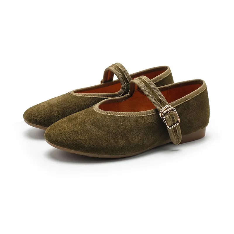 Dwarves Suede Leather Womens Michaela Mary Jane Flats in 7 Colors