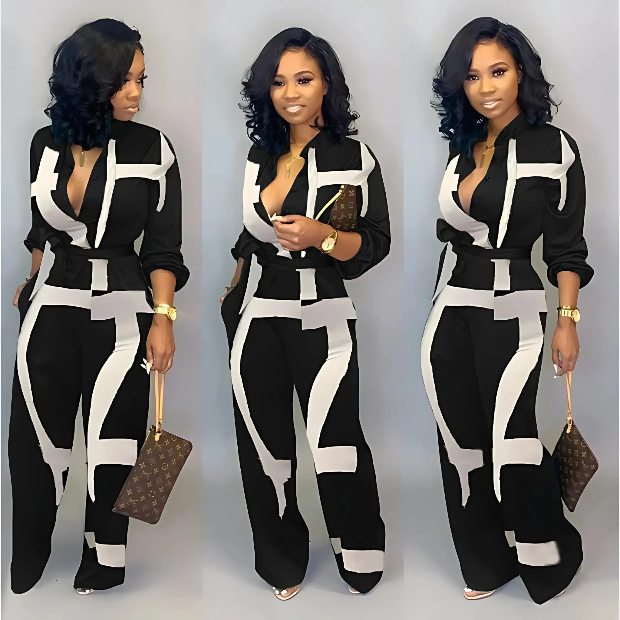 Elegant Tied Waist Long Sleeve Jumpsuit