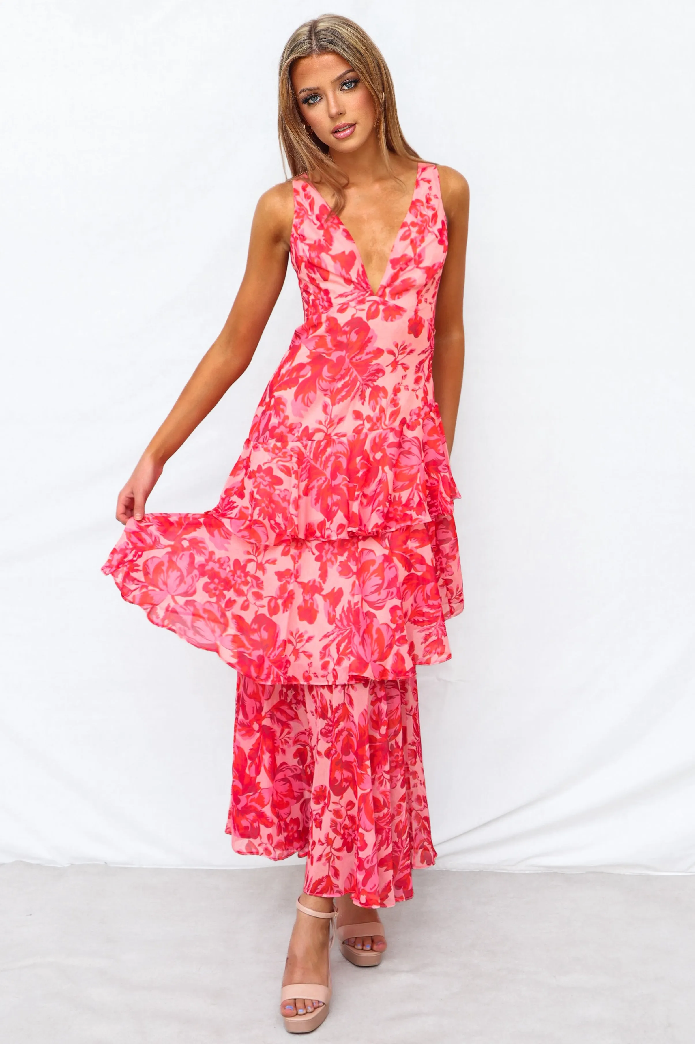 Elleny Maxi Dress - Red Floral