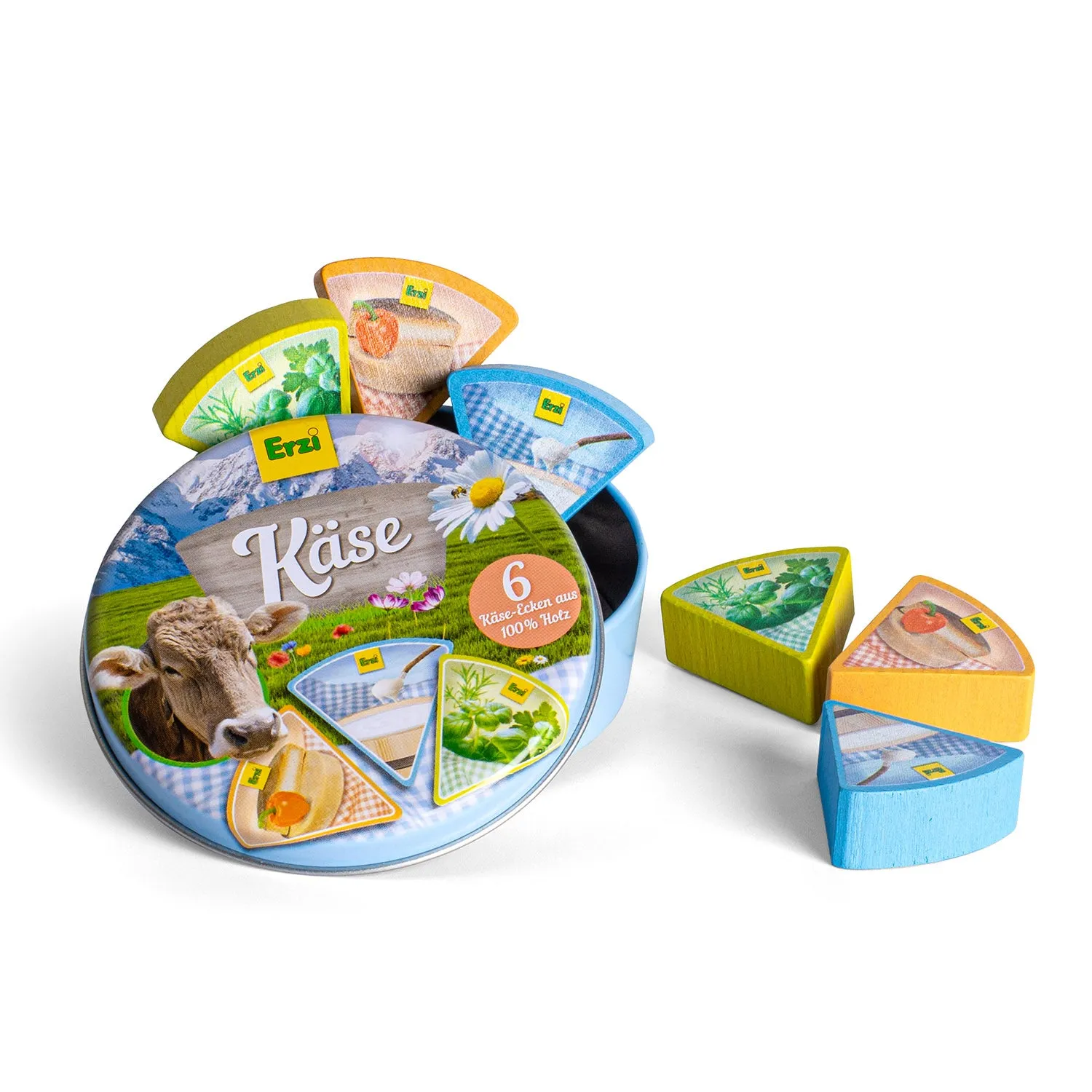 Erzi Cheese Wedges In A Tin Wooden Play Food