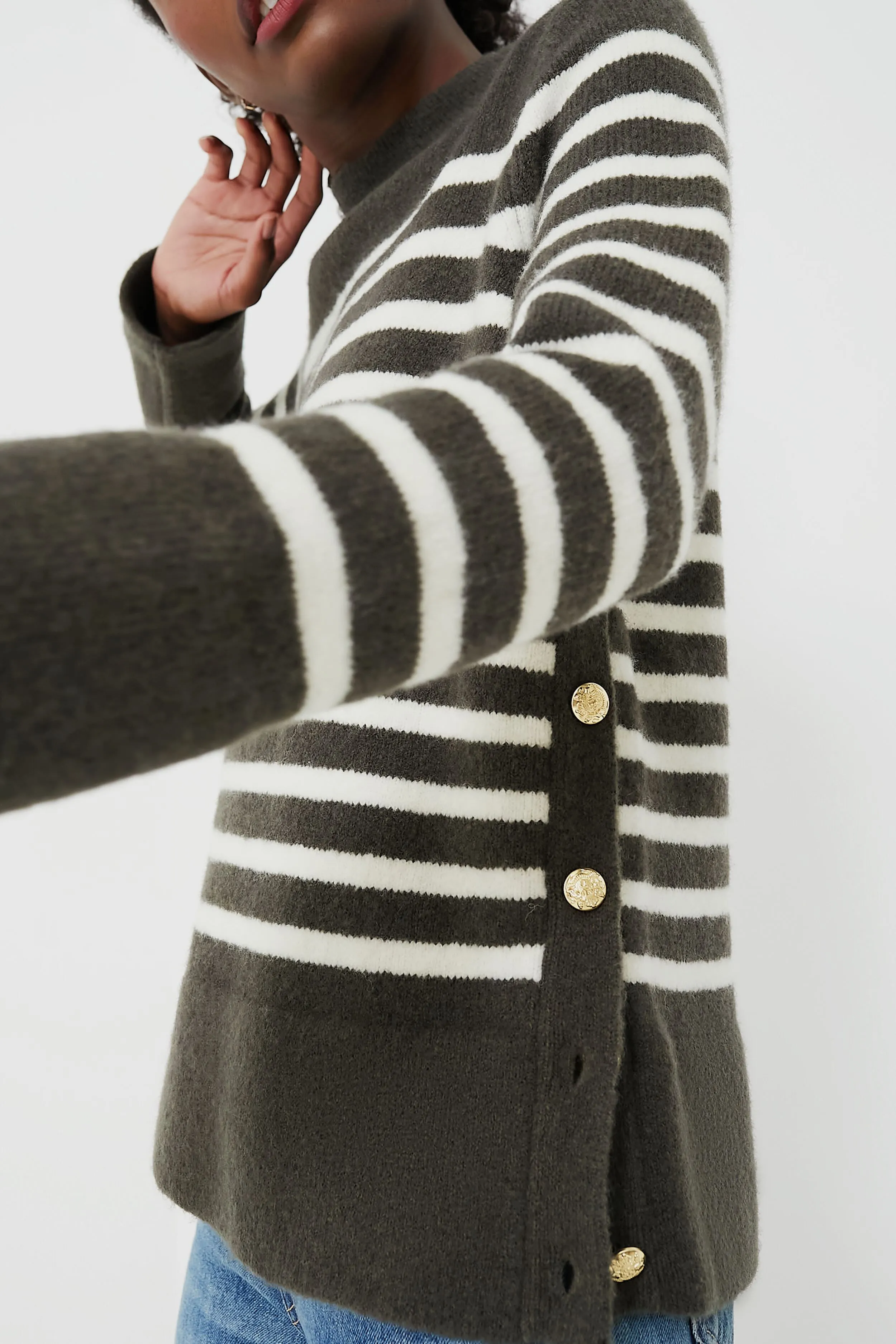 Evergreen and Ivory Stripe Bonnie Sweater