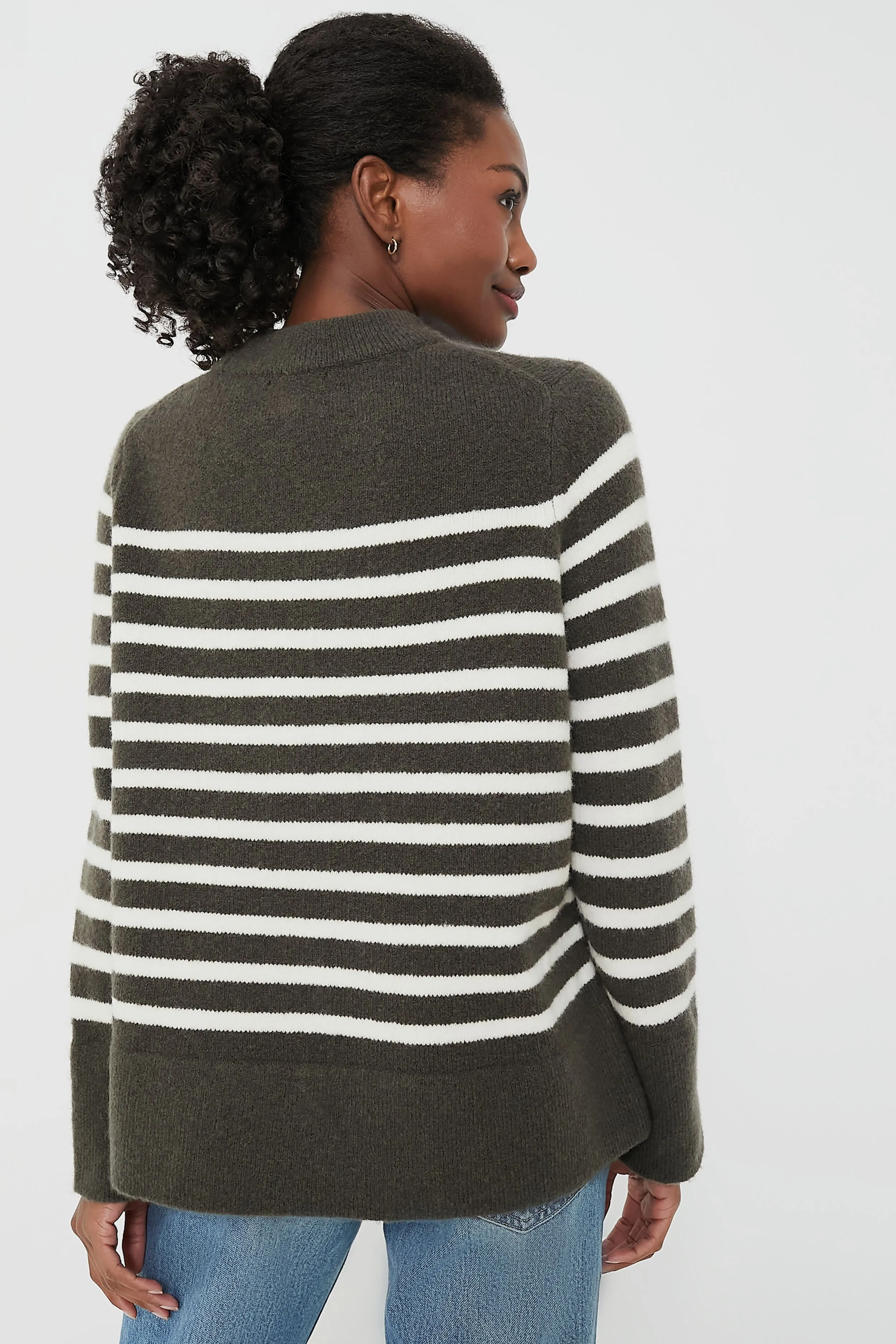 Evergreen and Ivory Stripe Bonnie Sweater