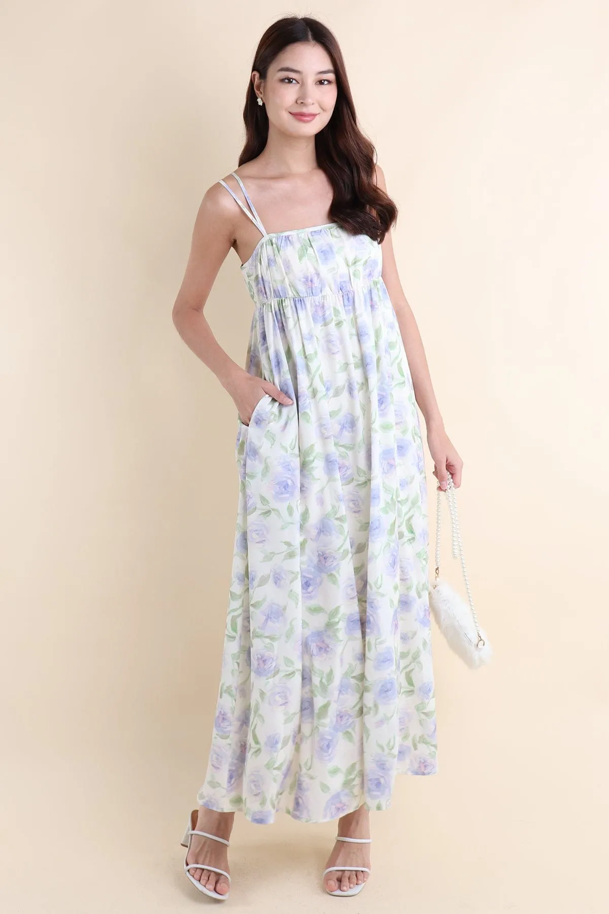 EVERLEIGH FLORAL MAXI IN CREAM LILAC