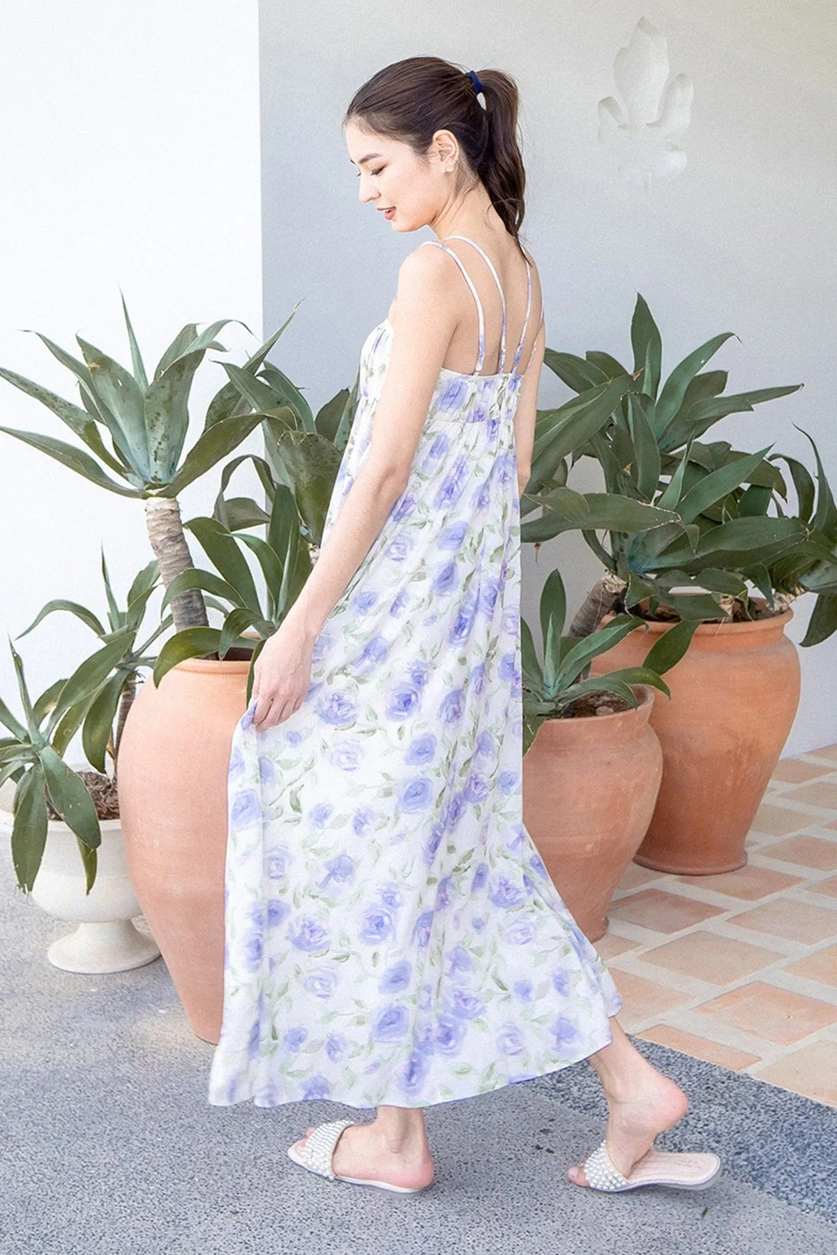 EVERLEIGH FLORAL MAXI IN CREAM LILAC