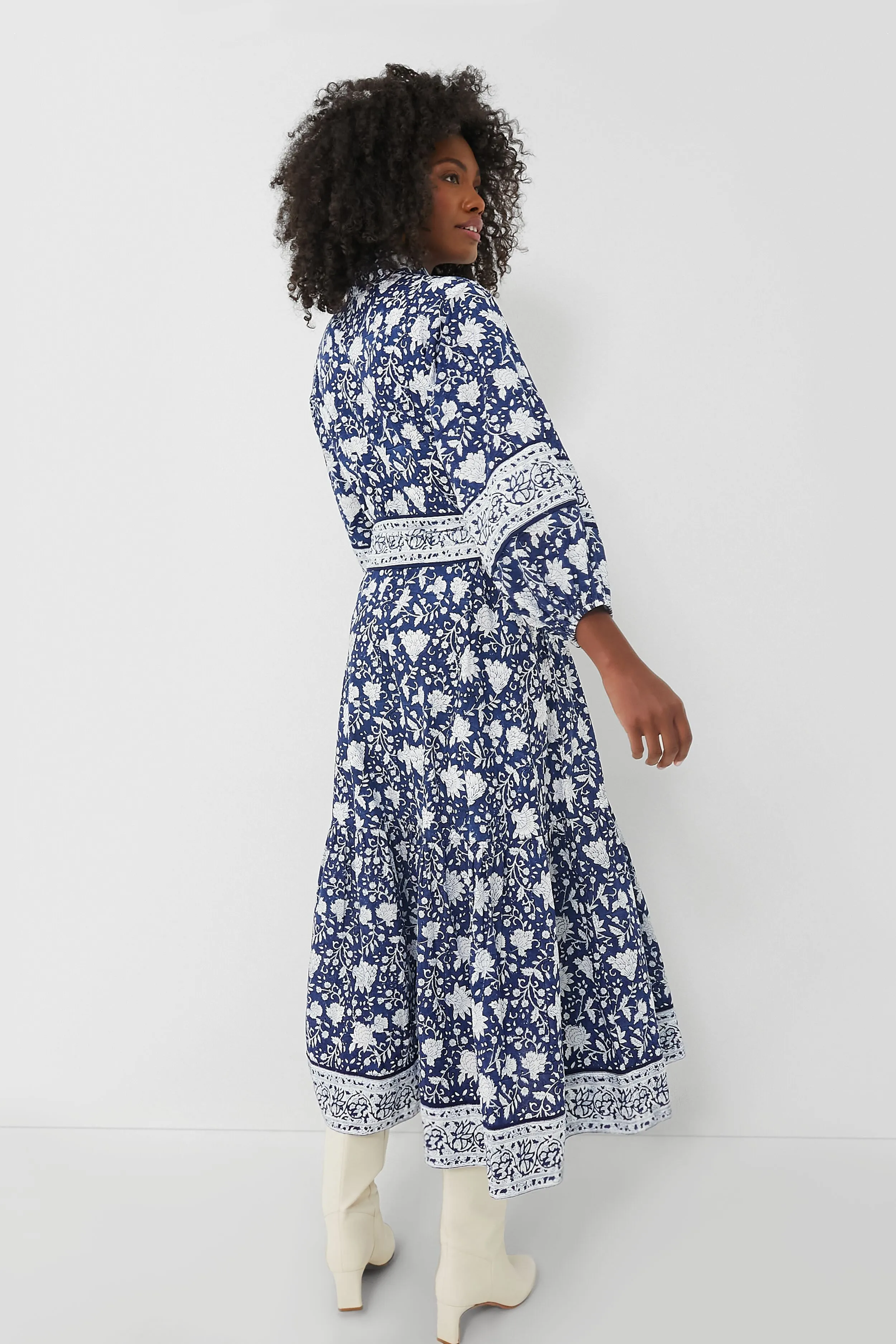 Exclusive Navy Flounce Dress