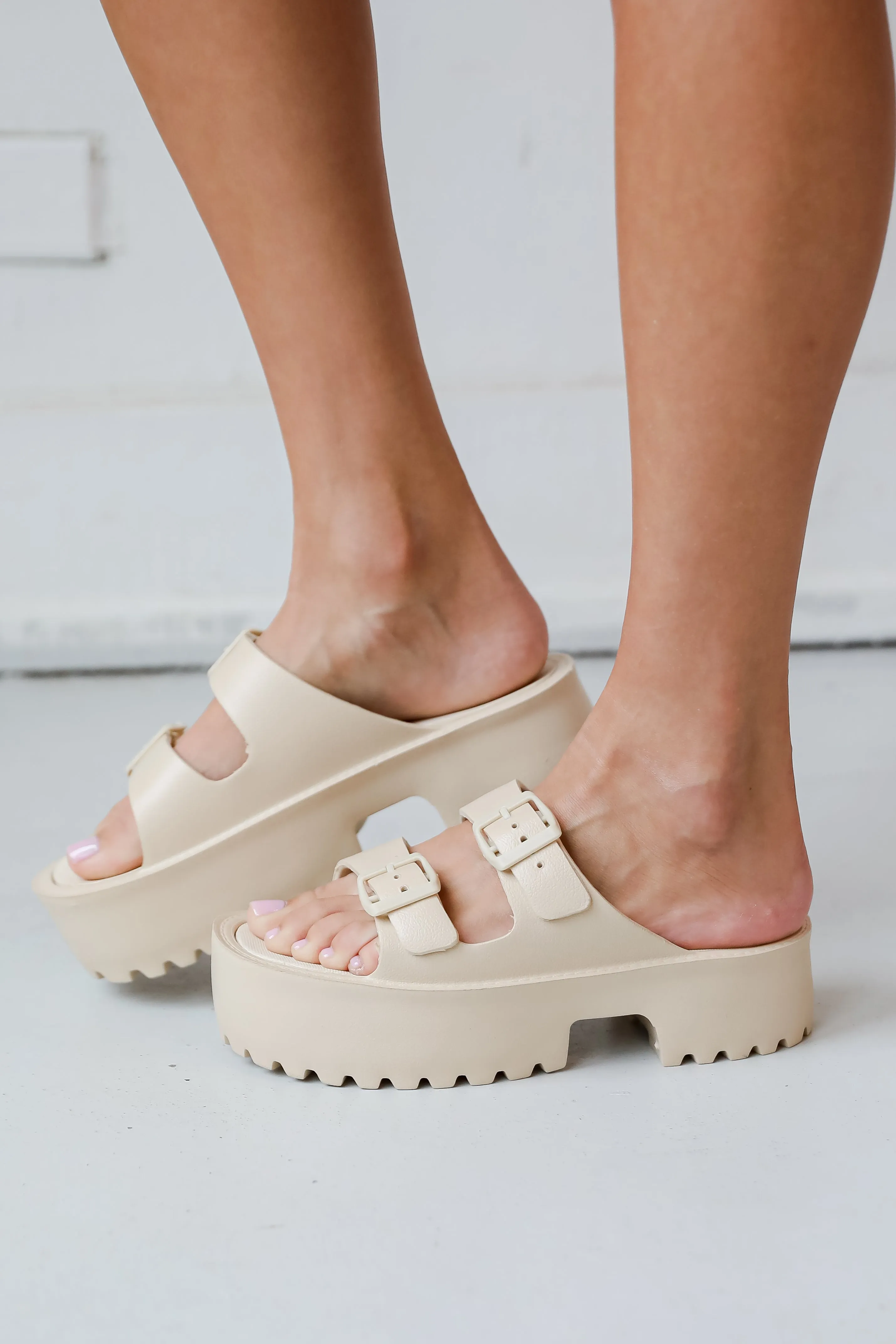 FINAL SALE - Cabana Life Nude Platform Double Strap Sandals