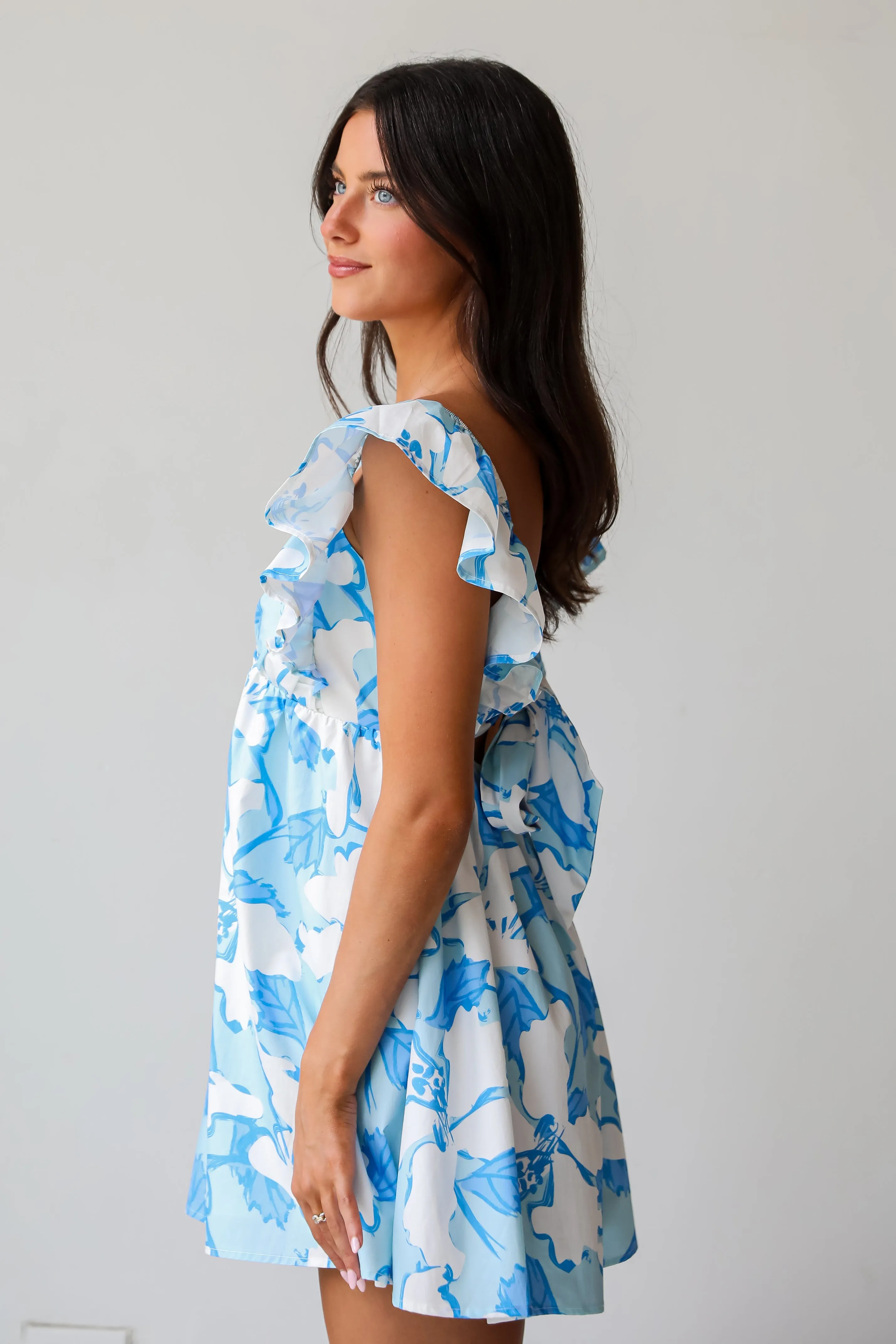 FINAL SALE - Flowering Personality Light Blue Floral Romper