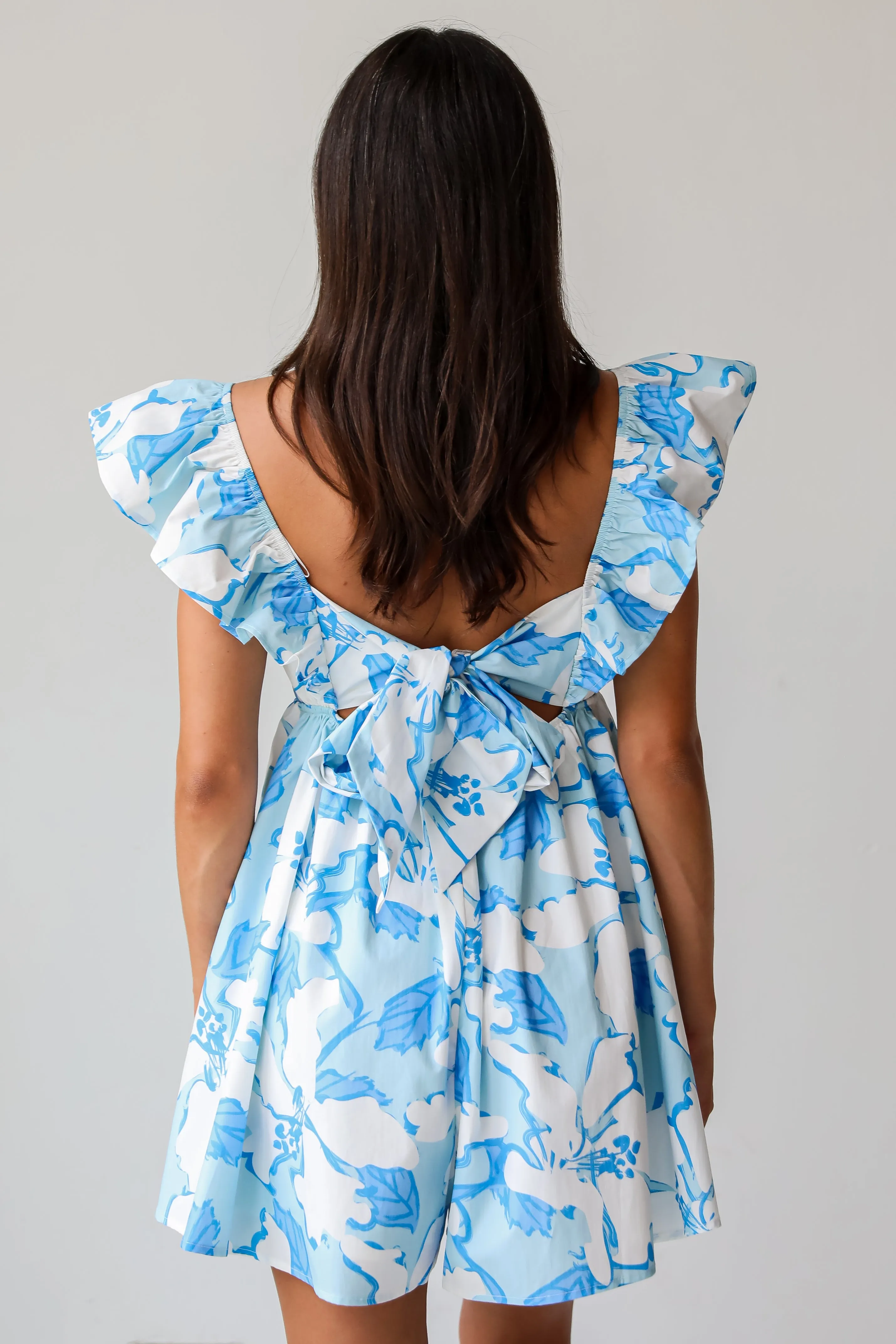 FINAL SALE - Flowering Personality Light Blue Floral Romper