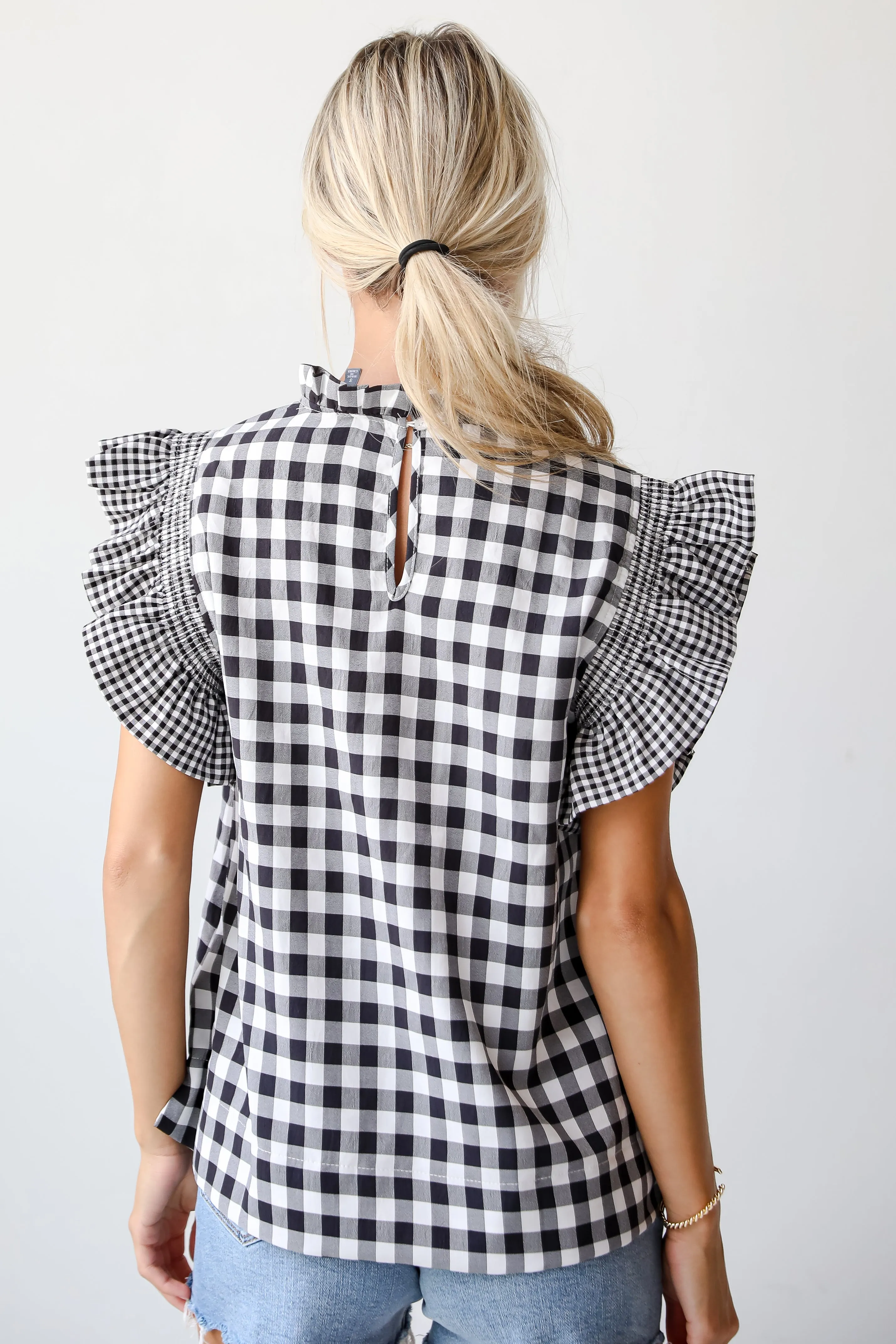 FINAL SALE - Truly Romanticized Black Gingham Blouse