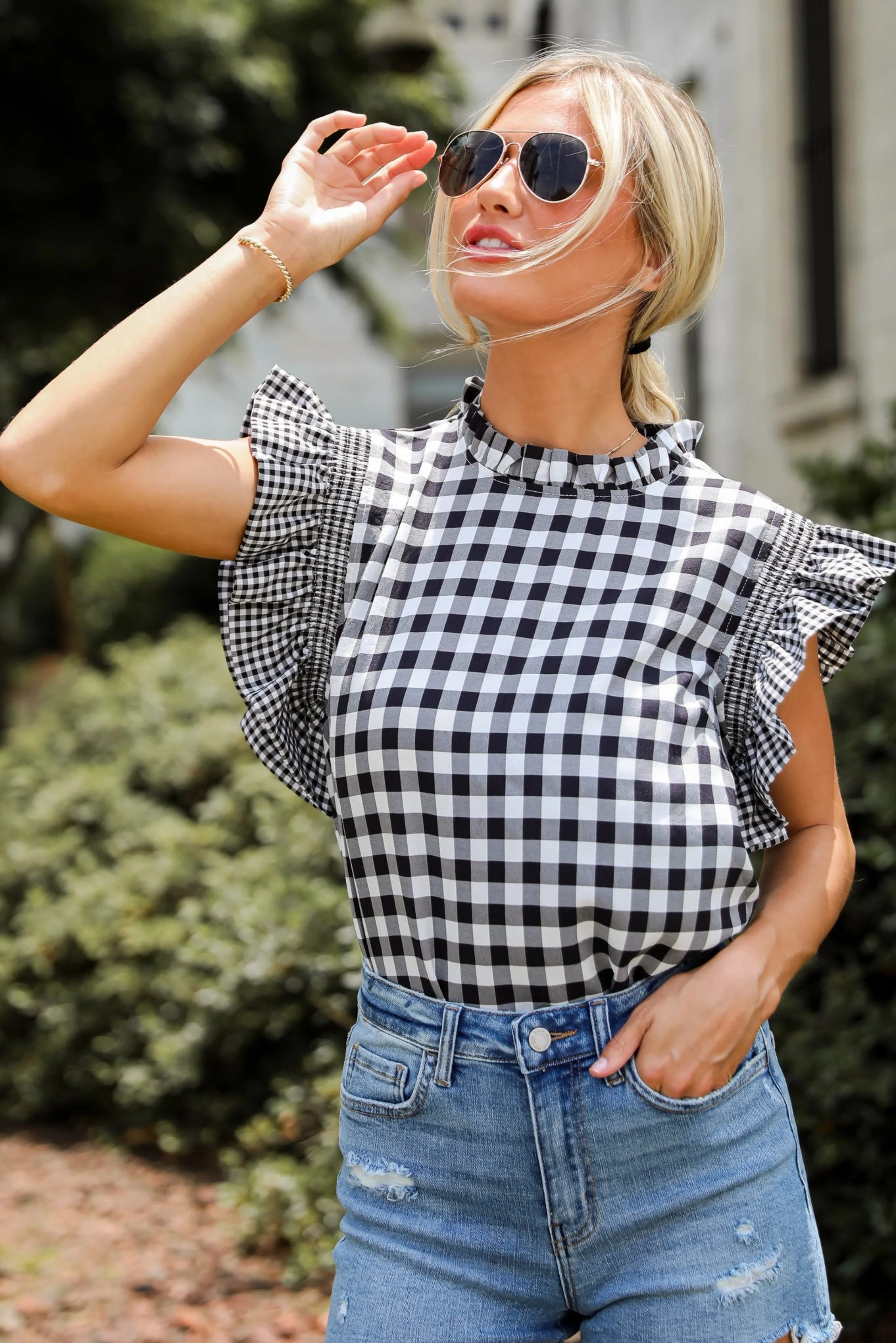 FINAL SALE - Truly Romanticized Black Gingham Blouse