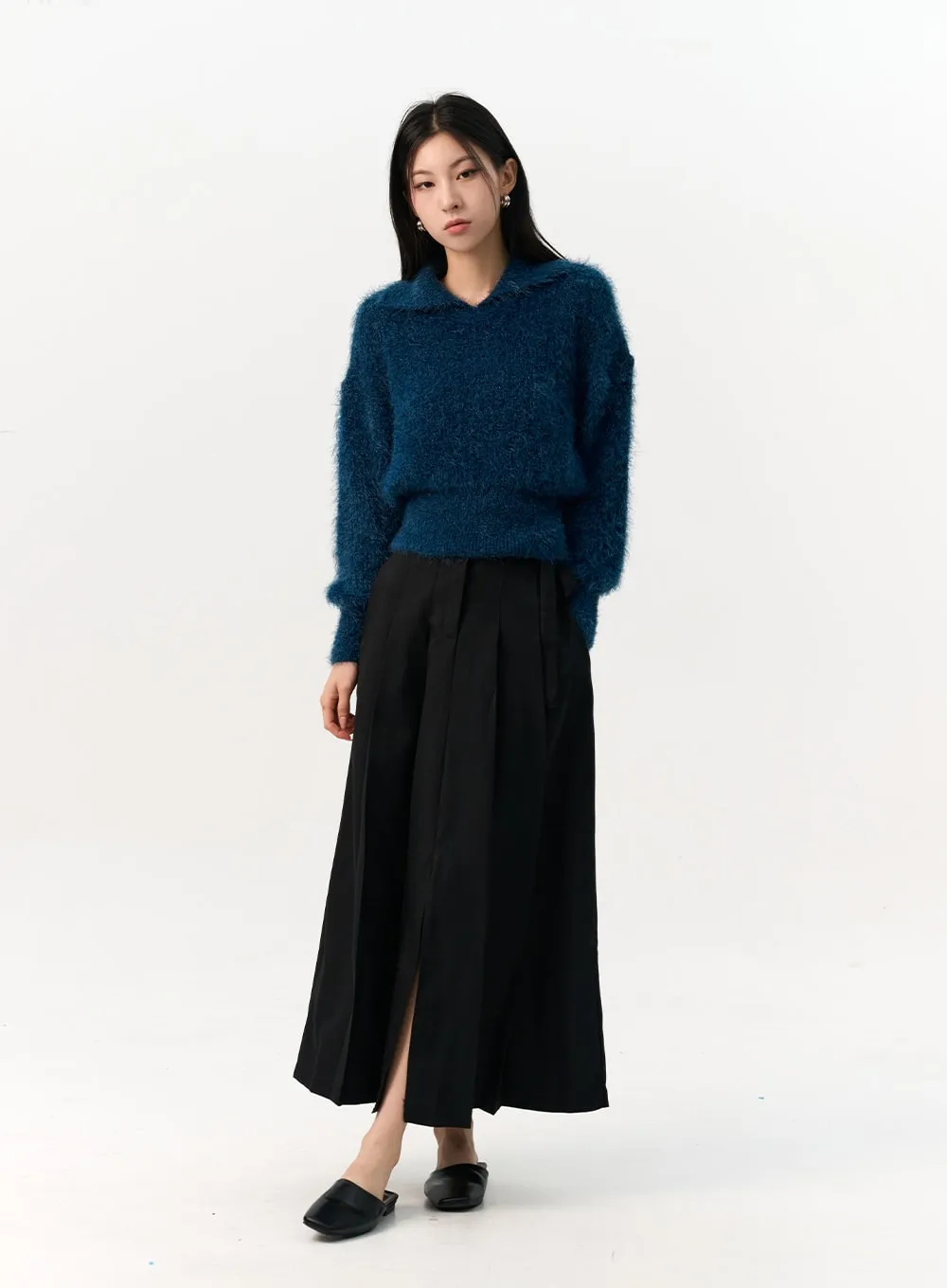 Fuzzy Knit Collar Sweater IO320