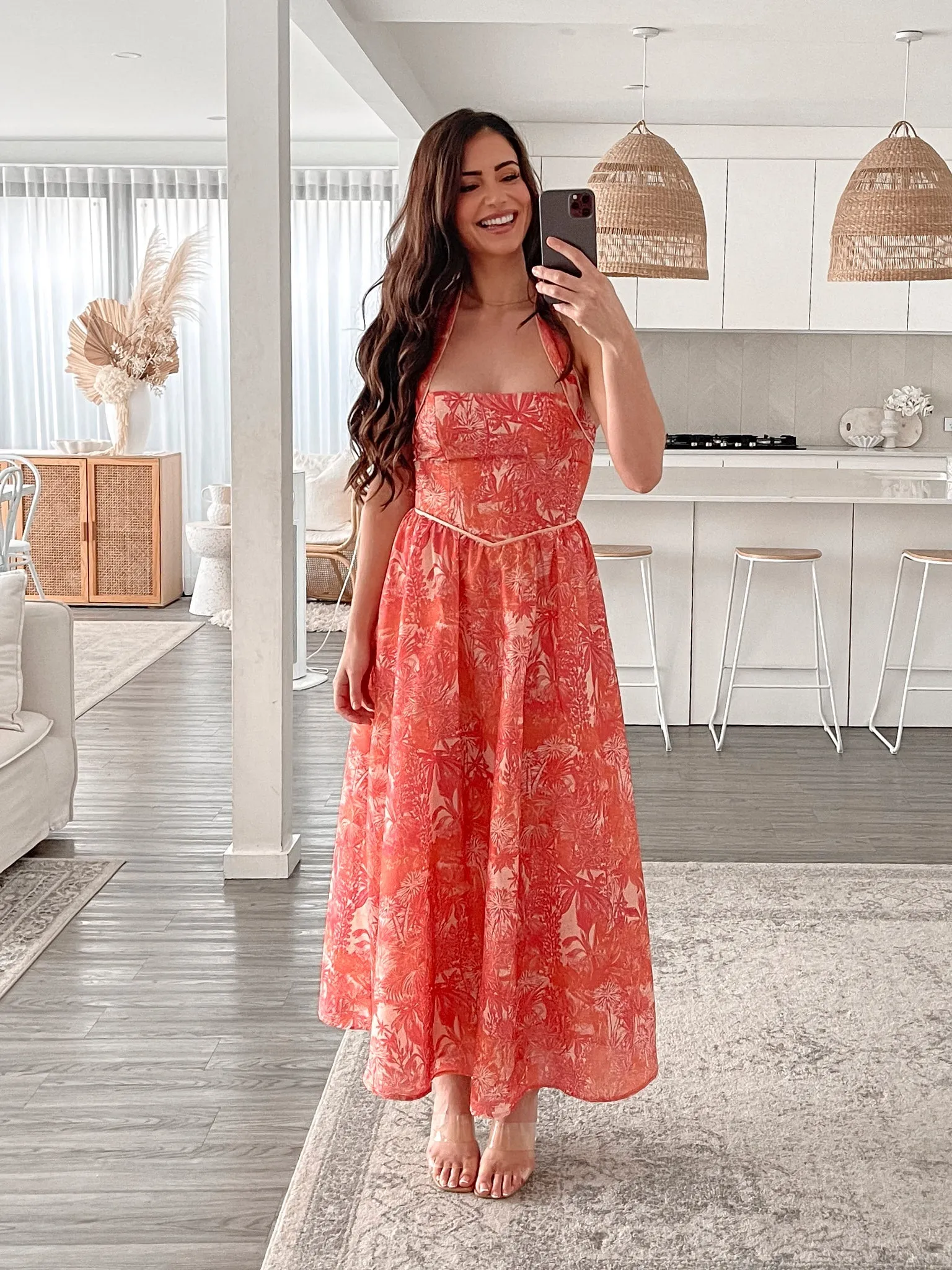 Glynice Dress - Orange Print