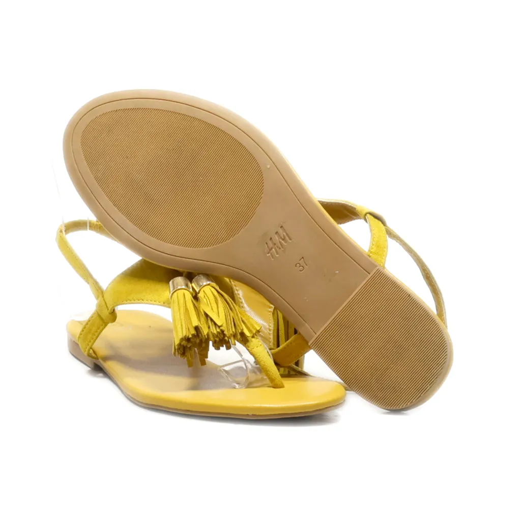 H&M Flat Sandals Fabric Yellow Colour For Women