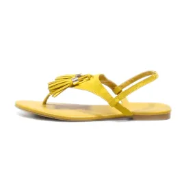 H&M Flat Sandals Fabric Yellow Colour For Women