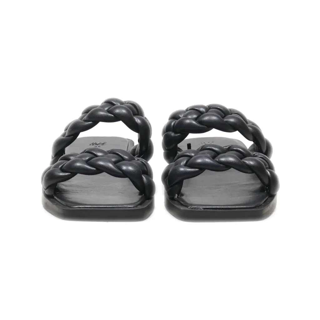 H&M Flat Sandals Pu Leather Black Colour For Women