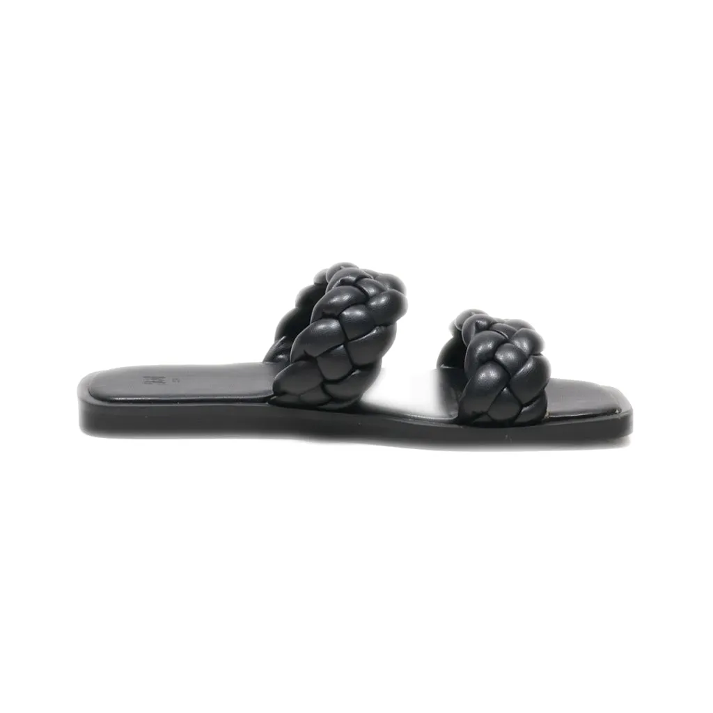 H&M Flat Sandals Pu Leather Black Colour For Women