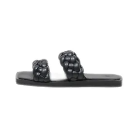 H&M Flat Sandals Pu Leather Black Colour For Women