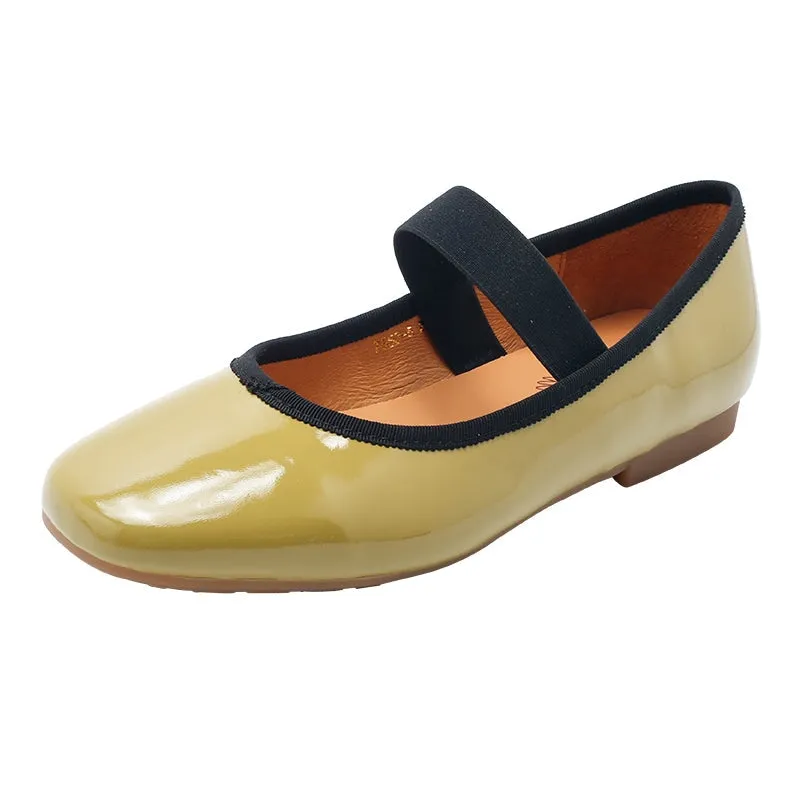 Handmade Patent Leather Mary Jane Flats For Women Round Toe Mori Style