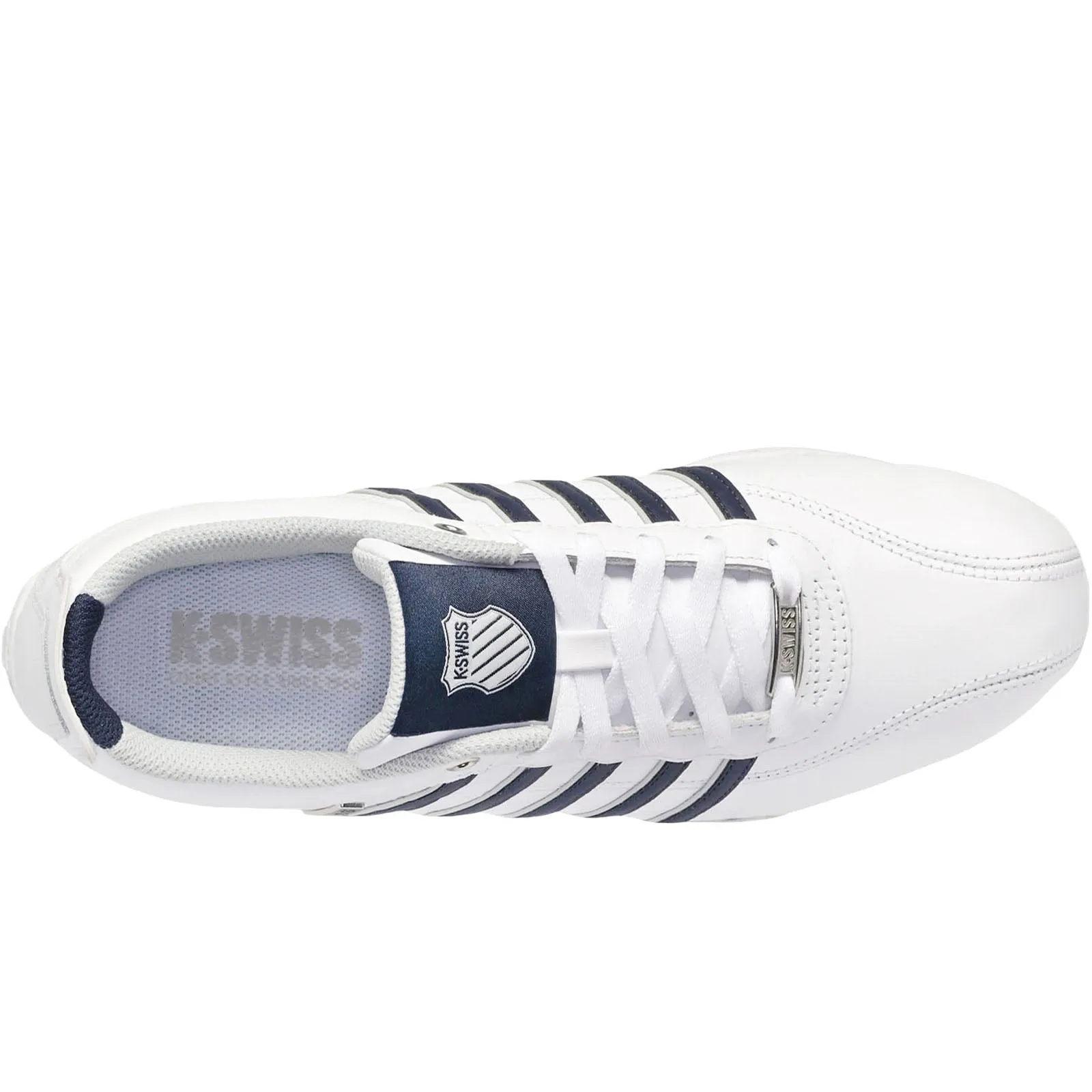 K-Swiss Mens Arvee 1.5 Leather Low Rise Trainers - White/Navy