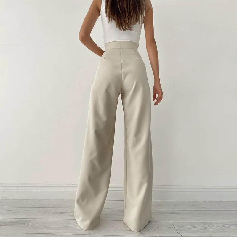 Knitted Straight Wide-Leg Pants