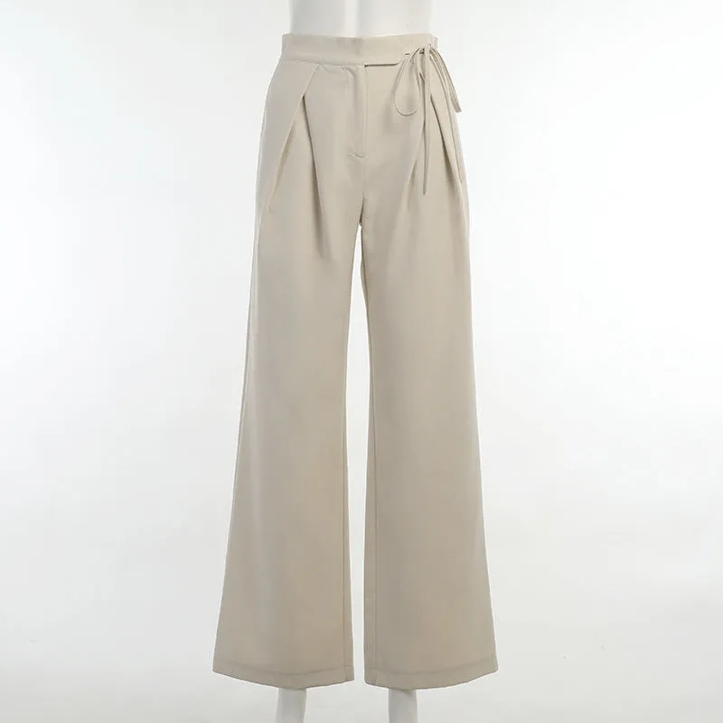 Knitted Straight Wide-Leg Pants