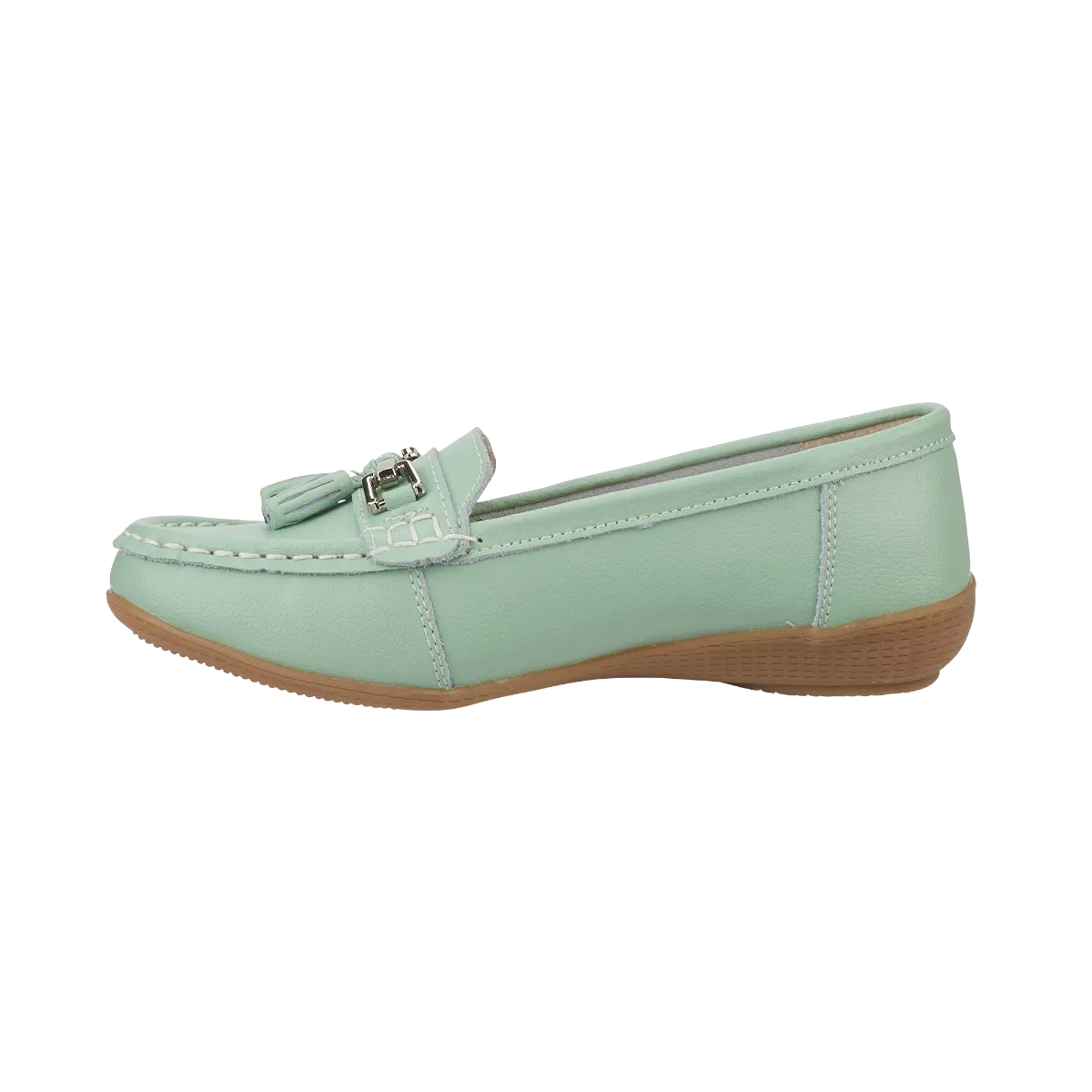 Ladies Leather Slip on Mint Green Shoes Nautical Flat Jo & Joe