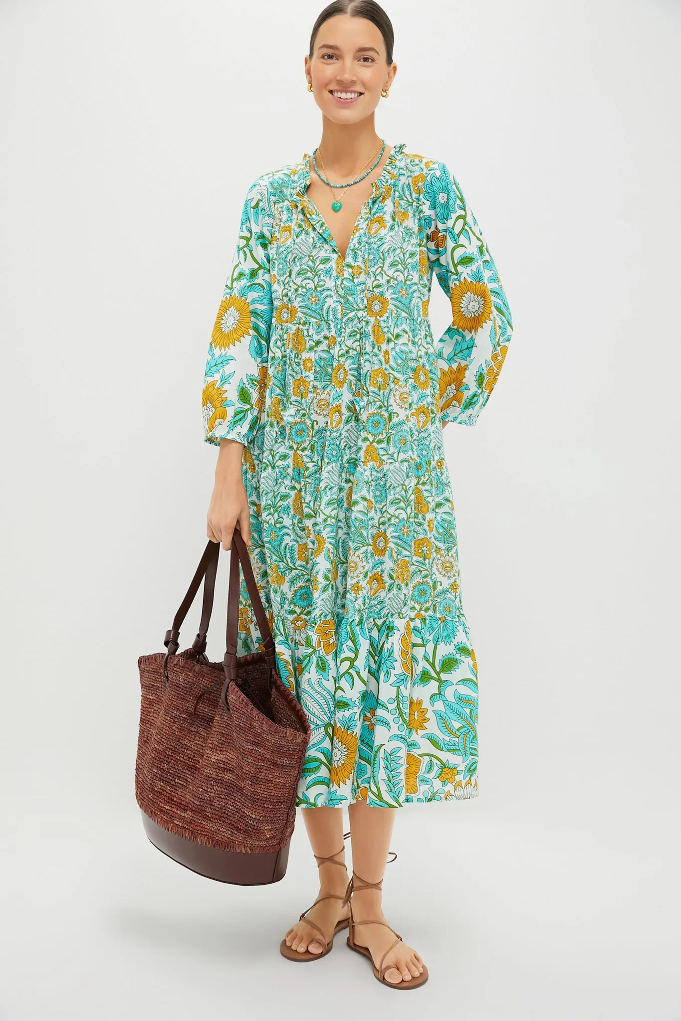 Lagoon Wildflower Long Sleeve Salty Paloma Caftan