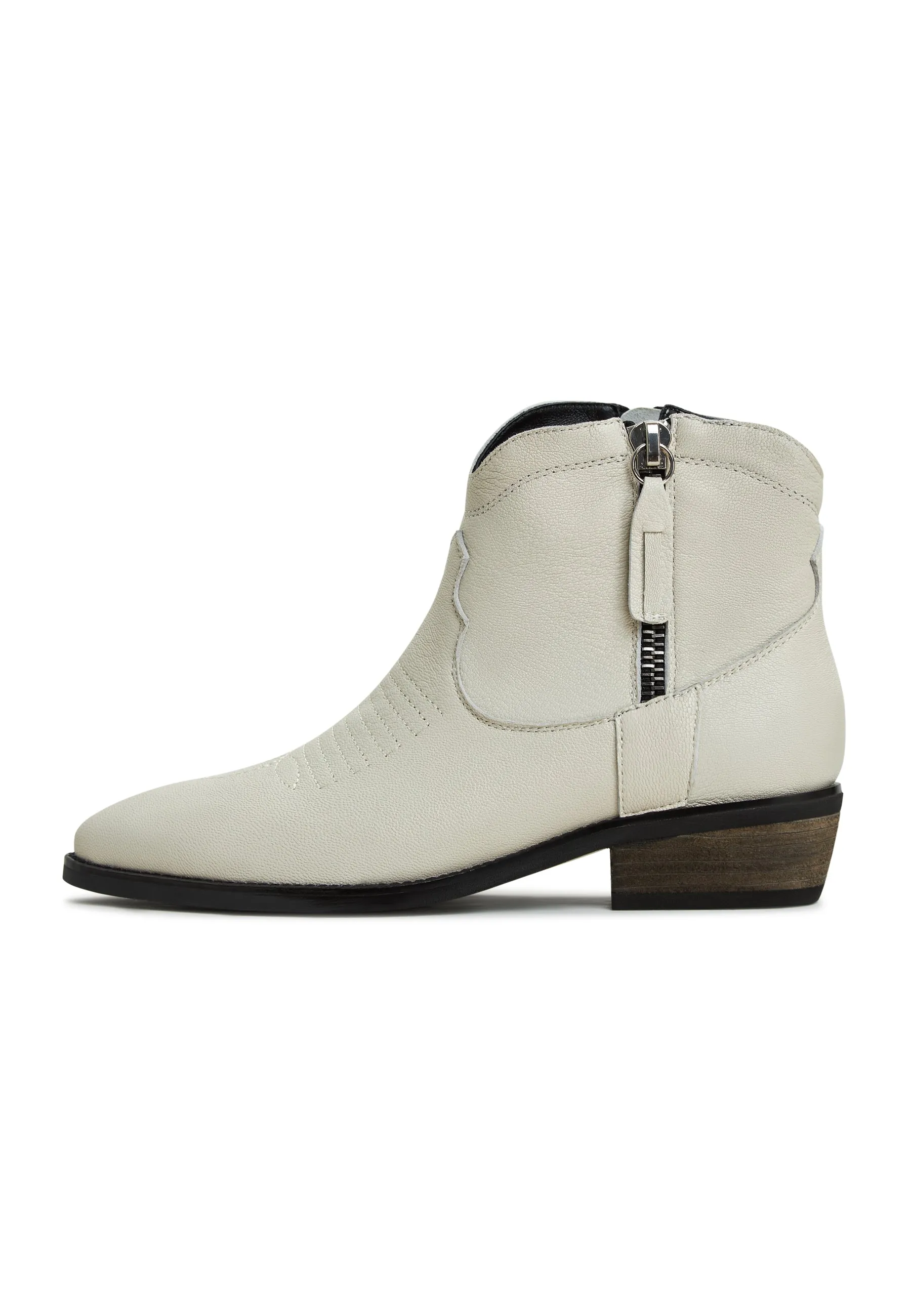 Leather Cowboy Boots Vicky - Ivory