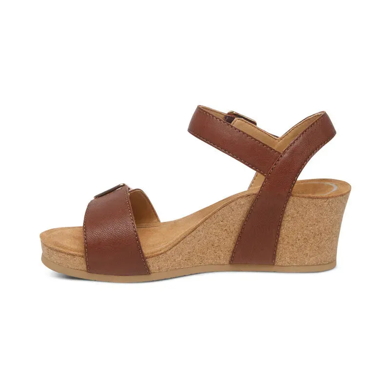 Lexa Quarter Strap Wedge - Walnut