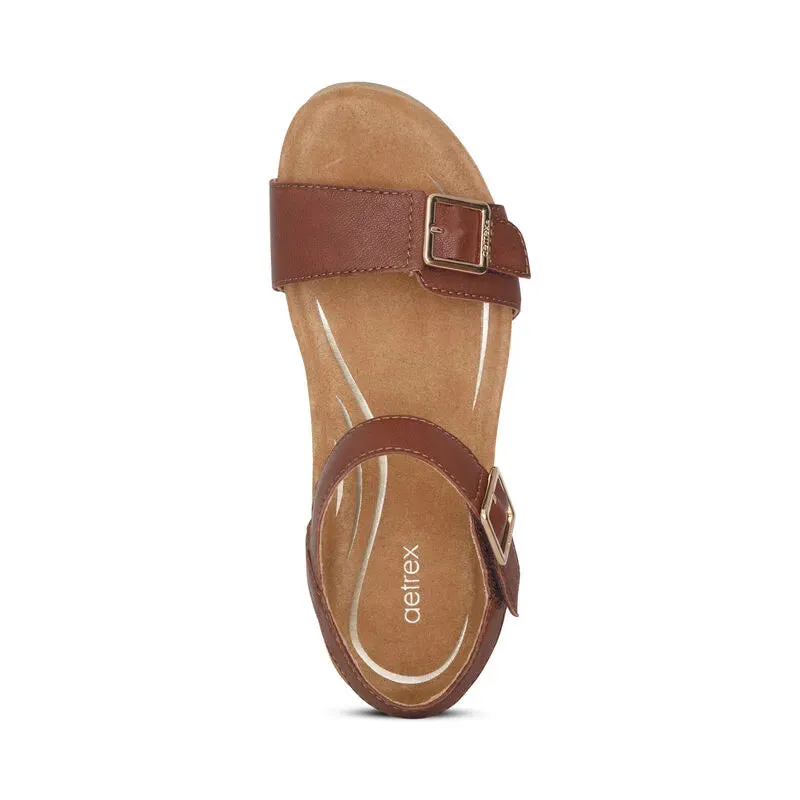 Lexa Quarter Strap Wedge - Walnut