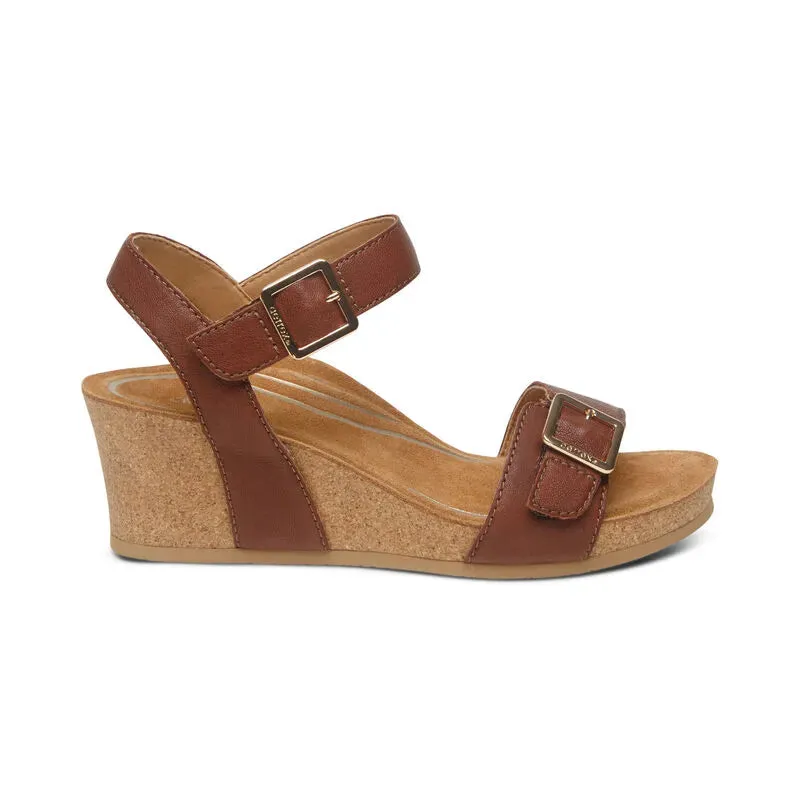 Lexa Quarter Strap Wedge - Walnut