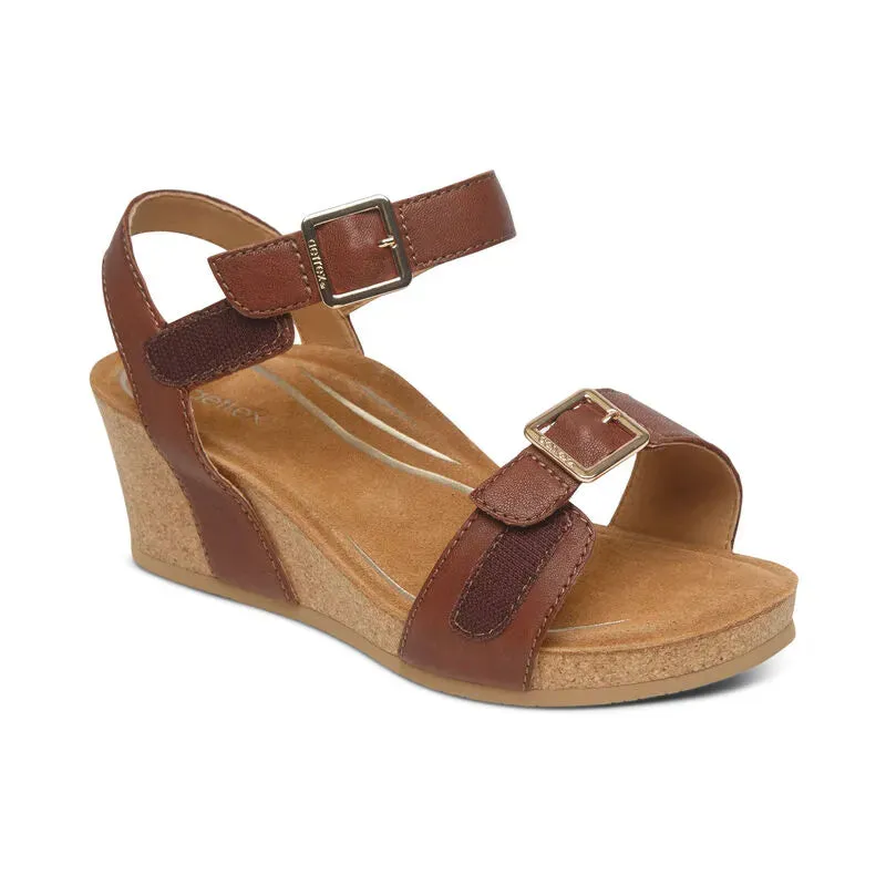 Lexa Quarter Strap Wedge - Walnut