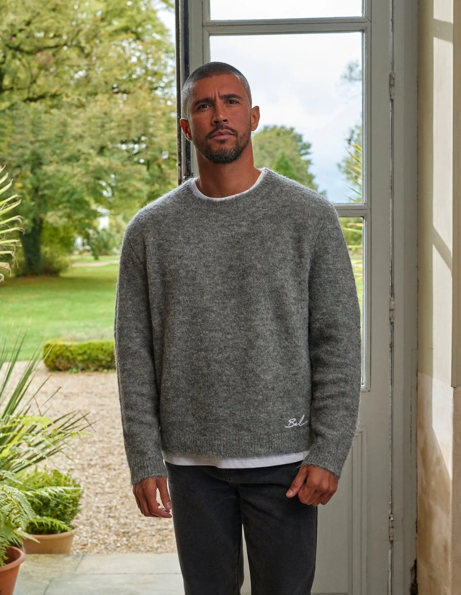 Light Grey Boxy Fit Alpaca Knitted Jumper