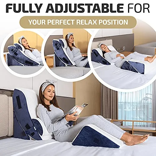 Luxone 5 Piece Adjustable Relaxing System w Leg Elevation Pillow Orthopedic Set