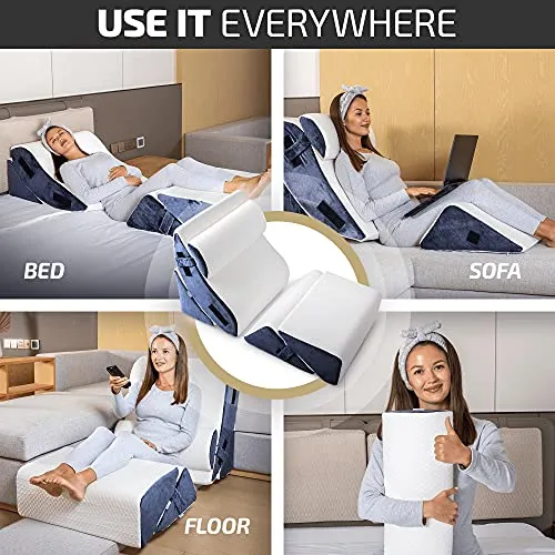 Luxone 5 Piece Adjustable Relaxing System w Leg Elevation Pillow Orthopedic Set