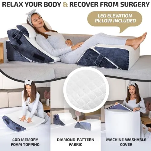 Luxone 5 Piece Adjustable Relaxing System w Leg Elevation Pillow Orthopedic Set