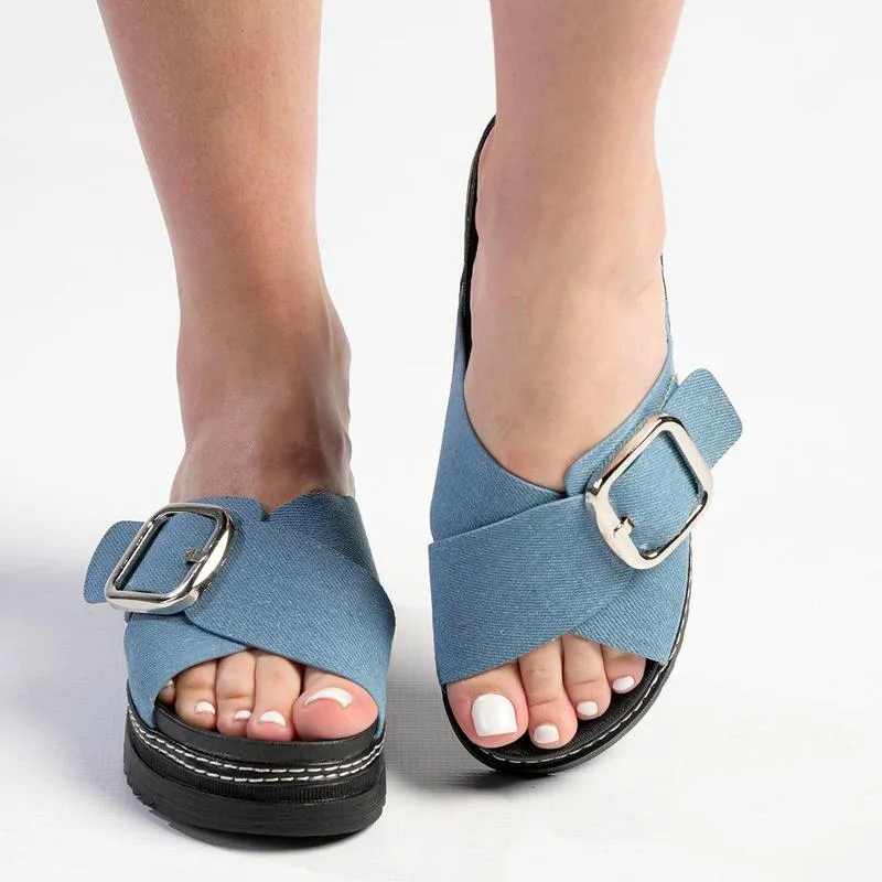 Madison Janiel Cross Over Mule - Blue