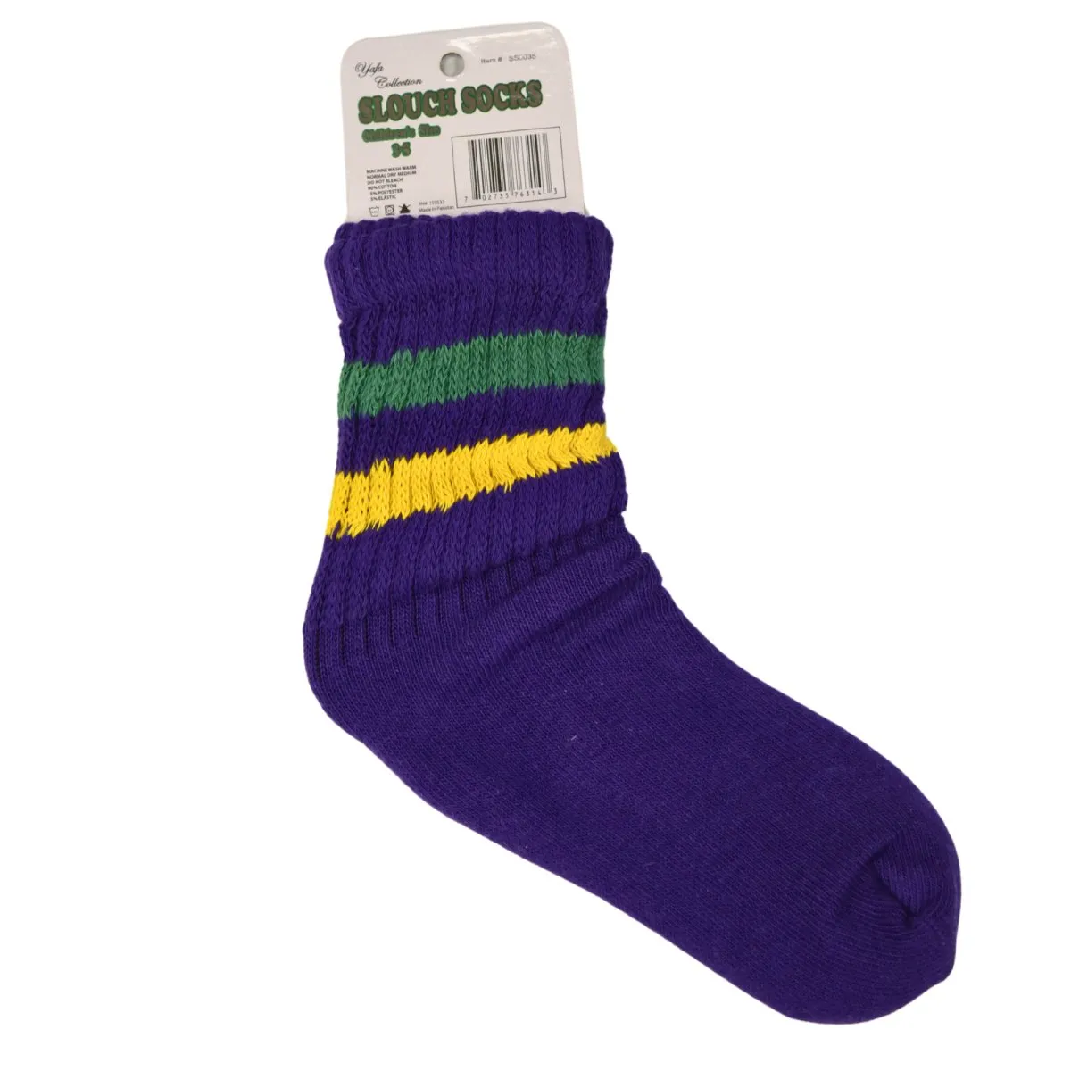 Mardi Gras Purple Striped Slouchy Socks