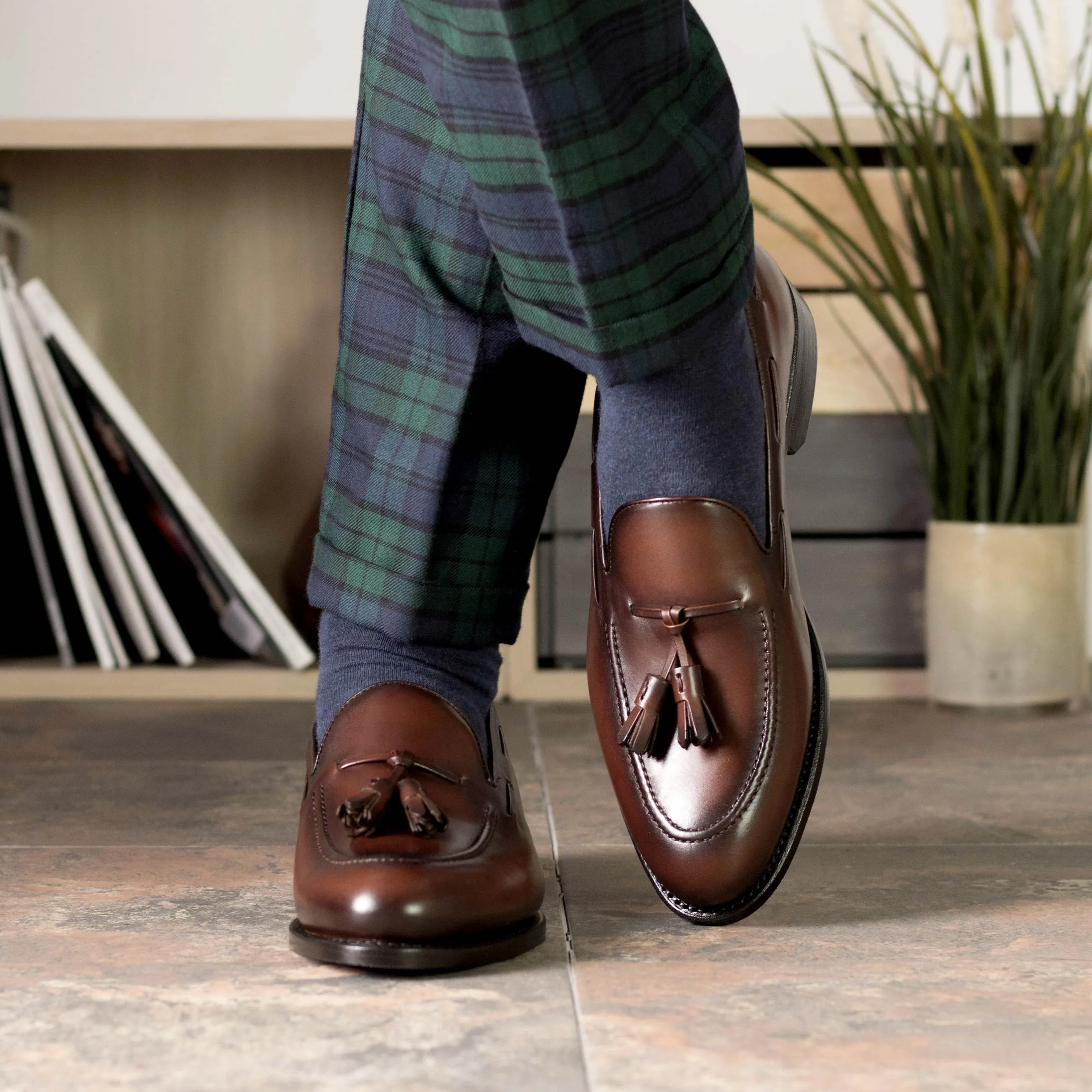 Medium Brown Calf Leather Tassel Loafer