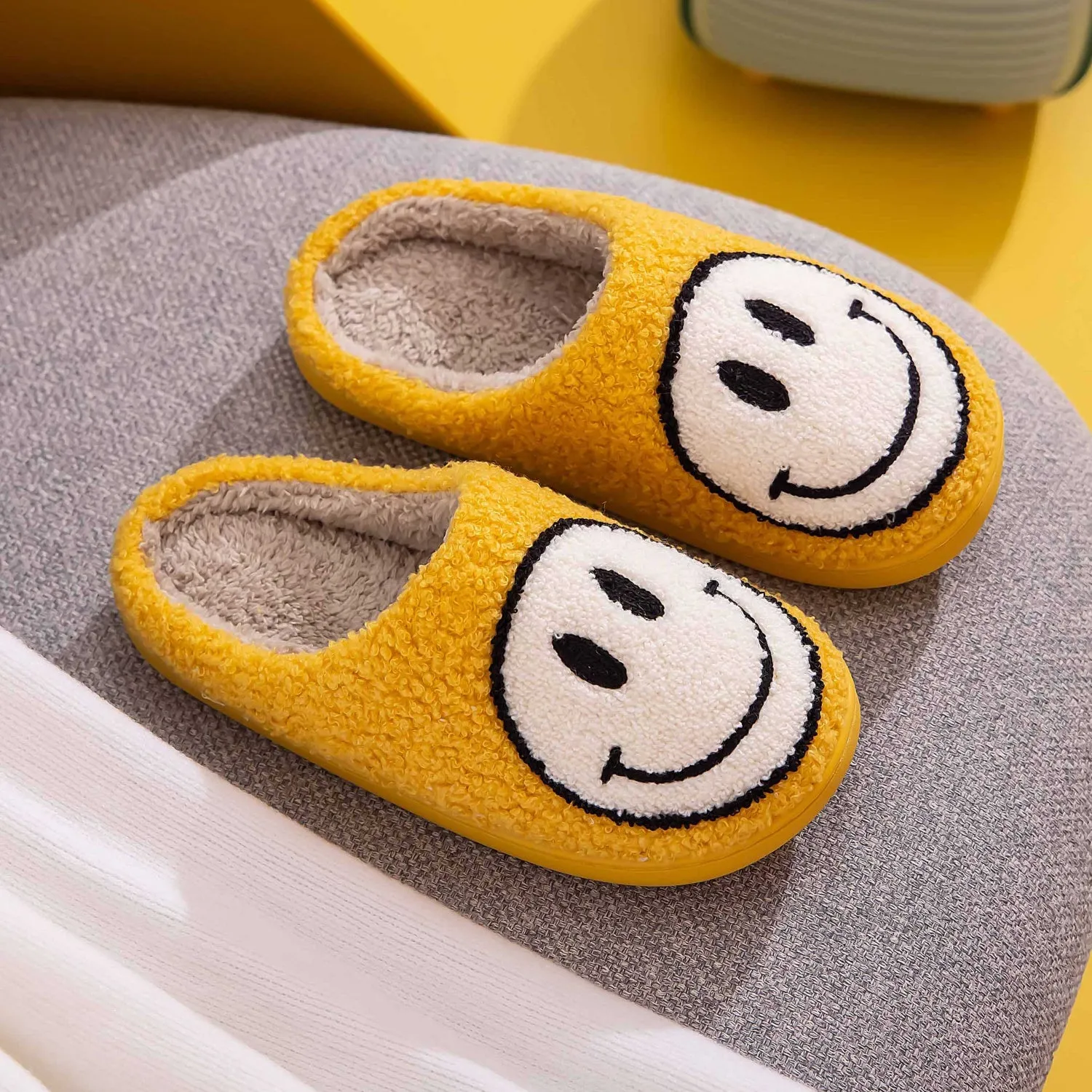 Melody Smiley Face Yellow Slippers