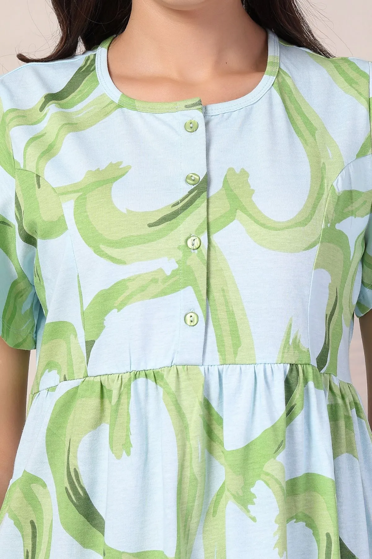 Minty Fresh Maternity Zipless Feeding Dress