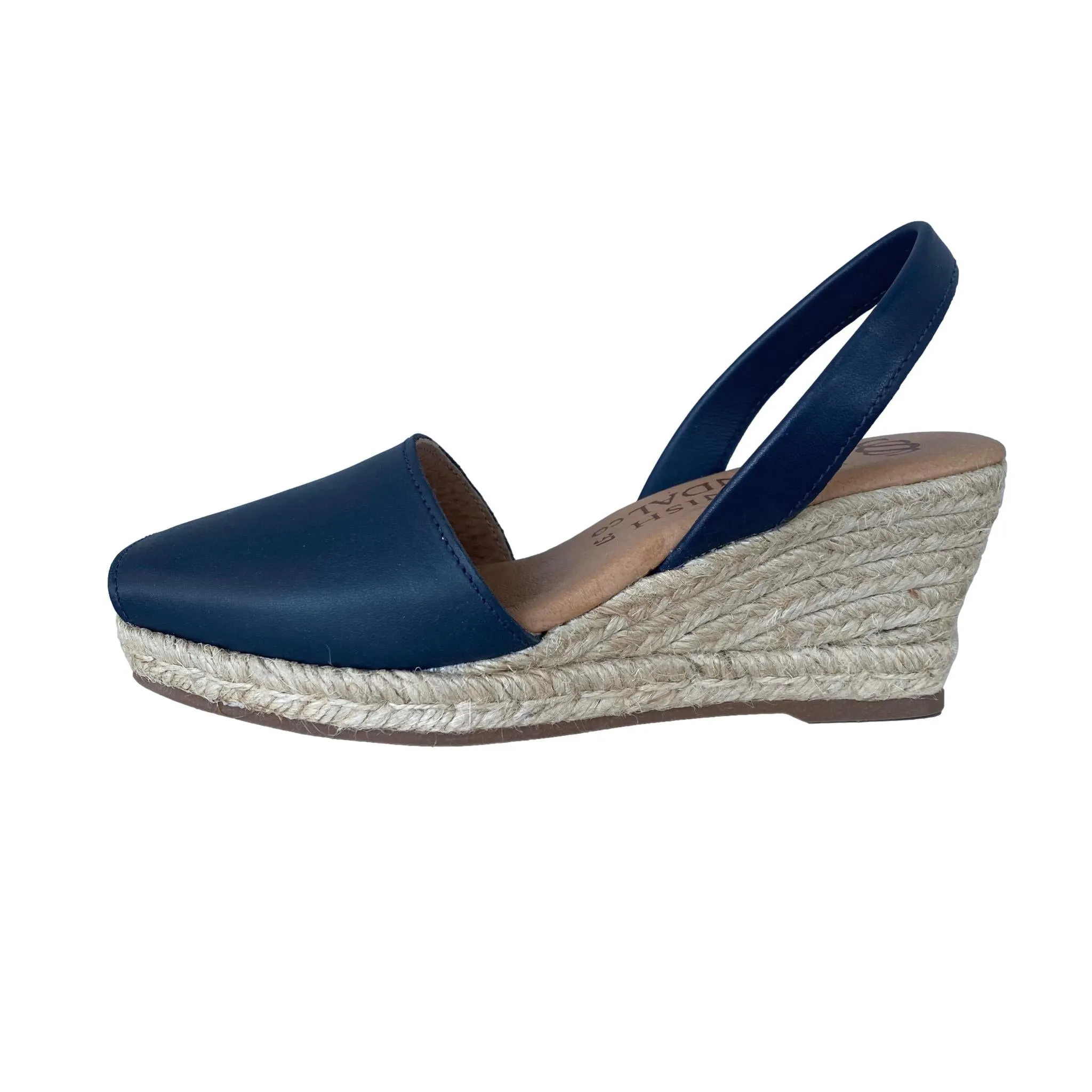 Navy blue espadrille wedge sandals