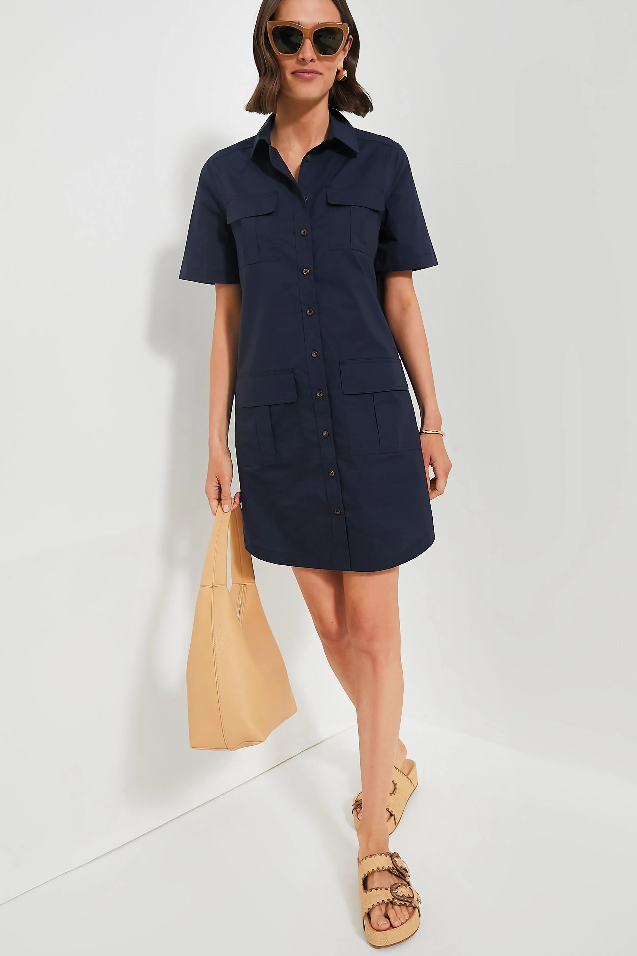 Navy Lightweight Poplin Nala Dress