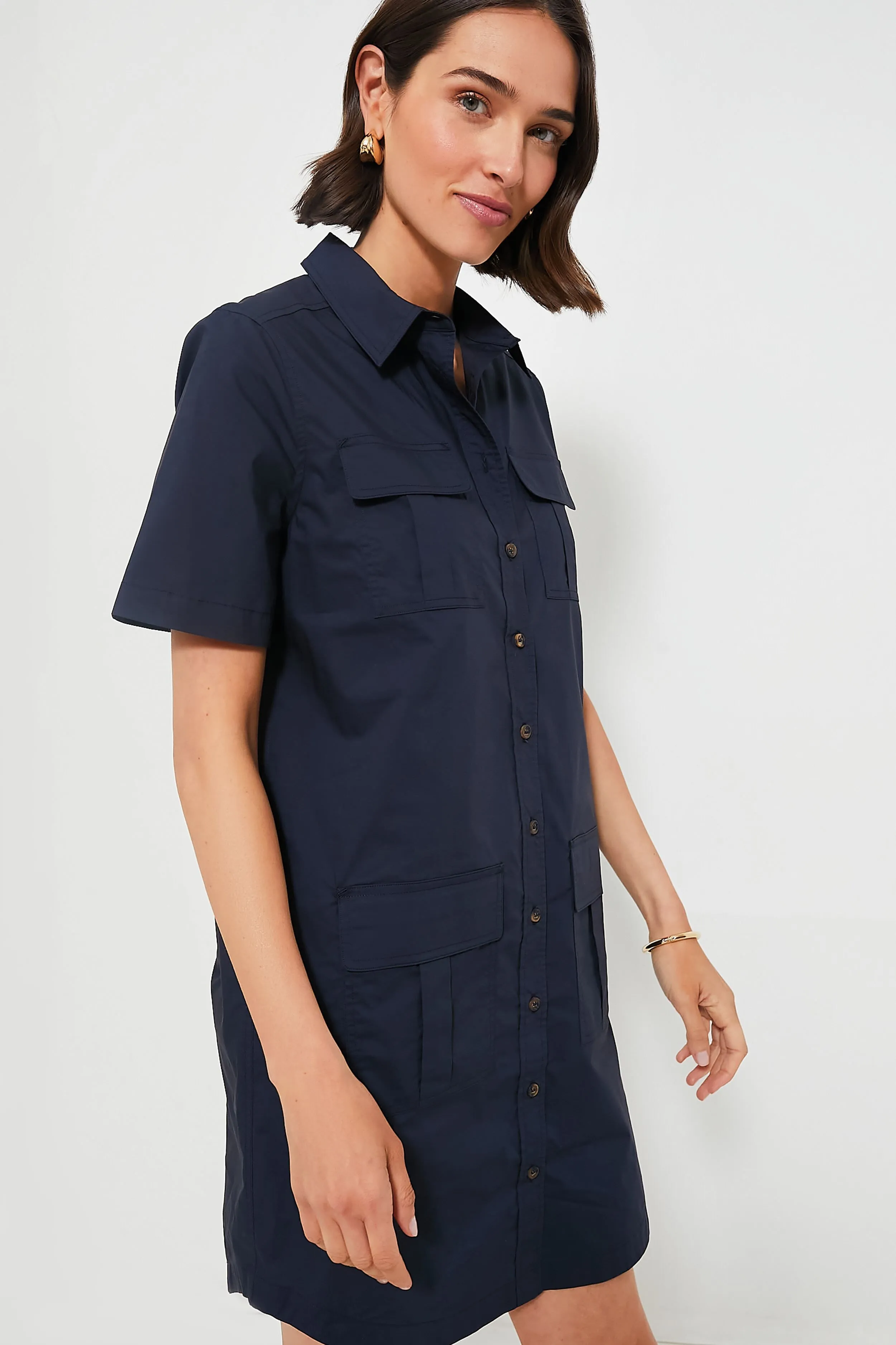 Navy Lightweight Poplin Nala Dress