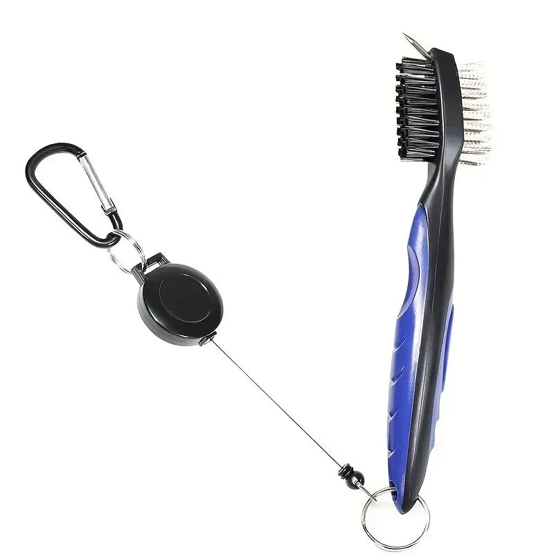 Nylon Dual Sided Golf Groove Cleaning Brush with Retractable Cord