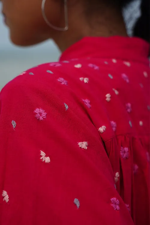 Okhai “Audrey” Hand-embroidered Pure Cotton Pink Dress