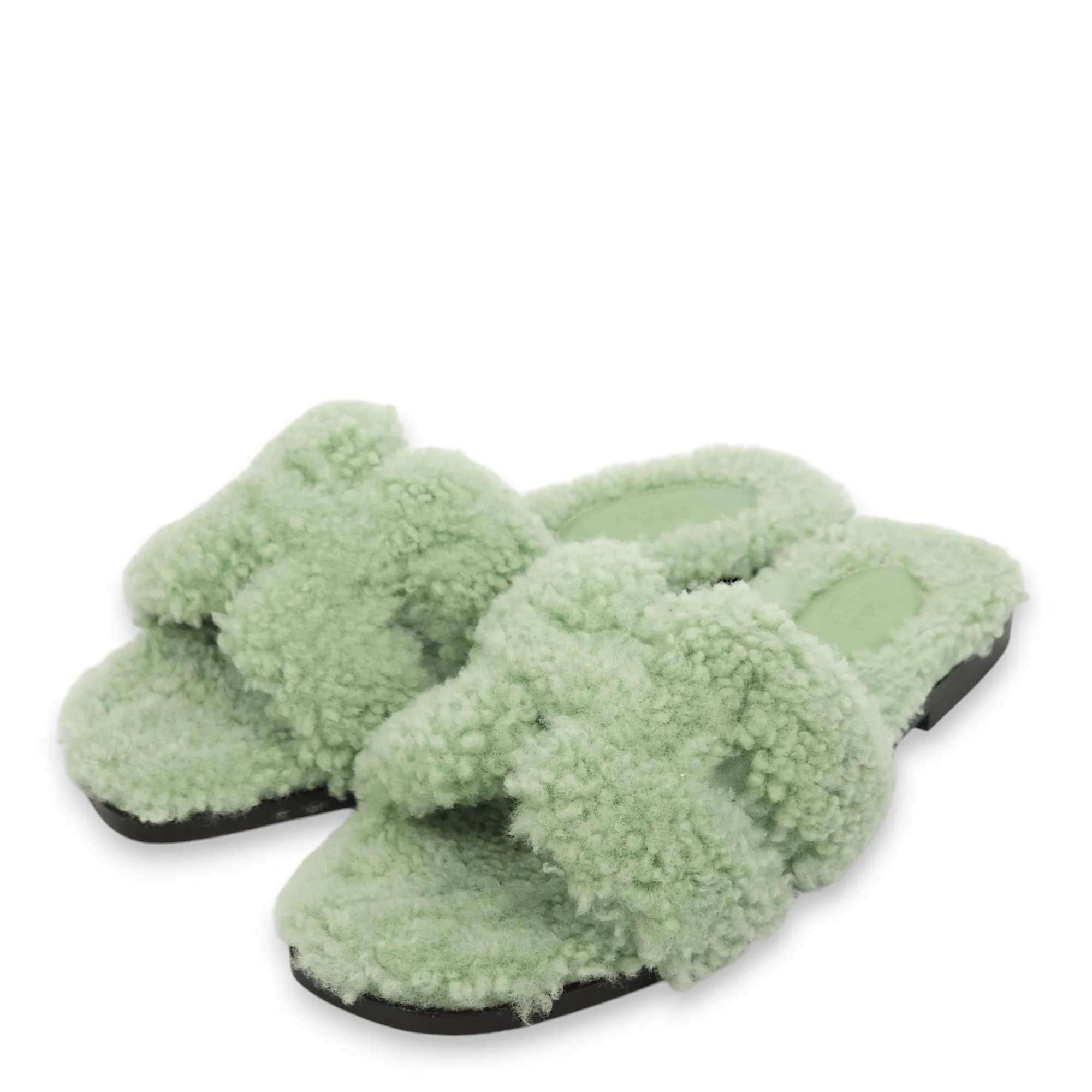 Oran 36 Vert D'eau Sandals in Shearling