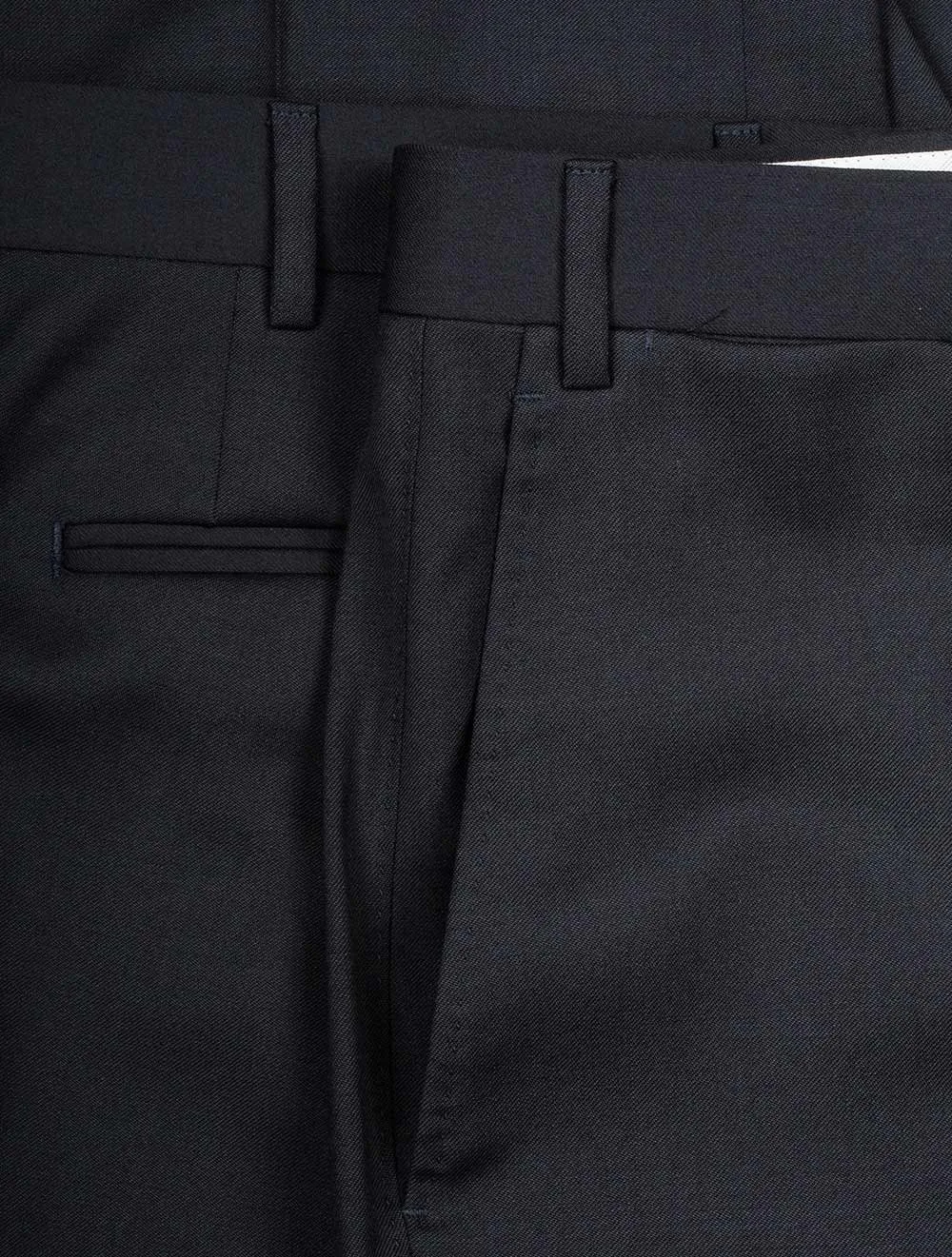 Plain Wool Trousers Navy